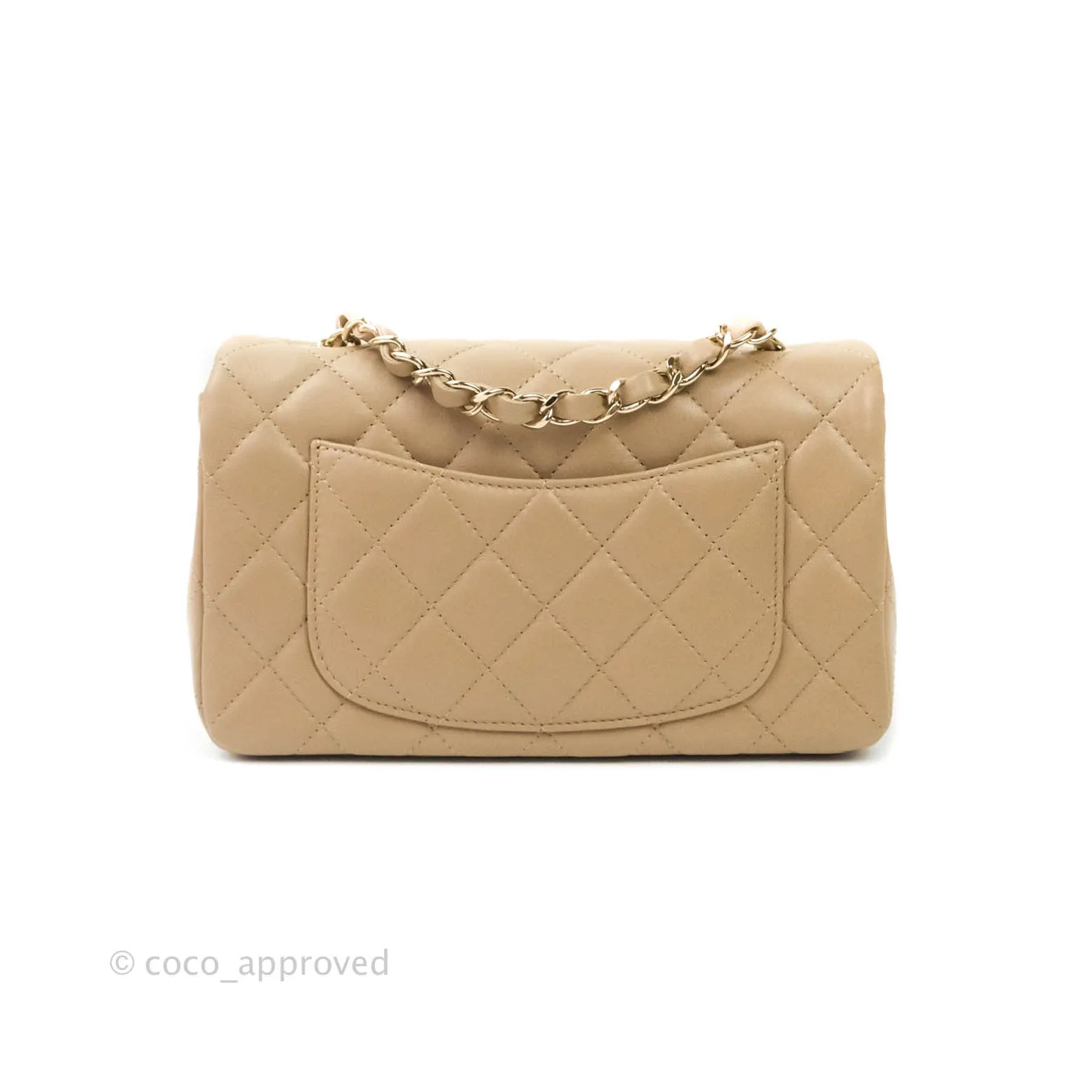 Chanel Quilted Mini Rectangular Lambskin Beige Gold Hardware