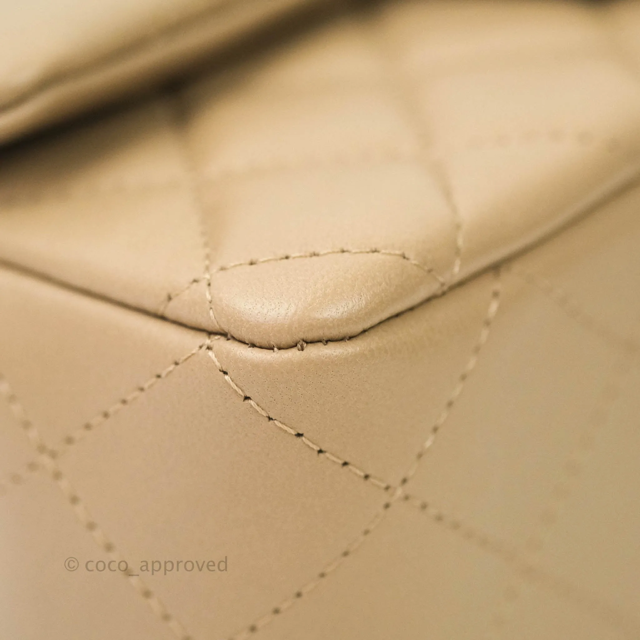Chanel Quilted Mini Rectangular Lambskin Beige Gold Hardware