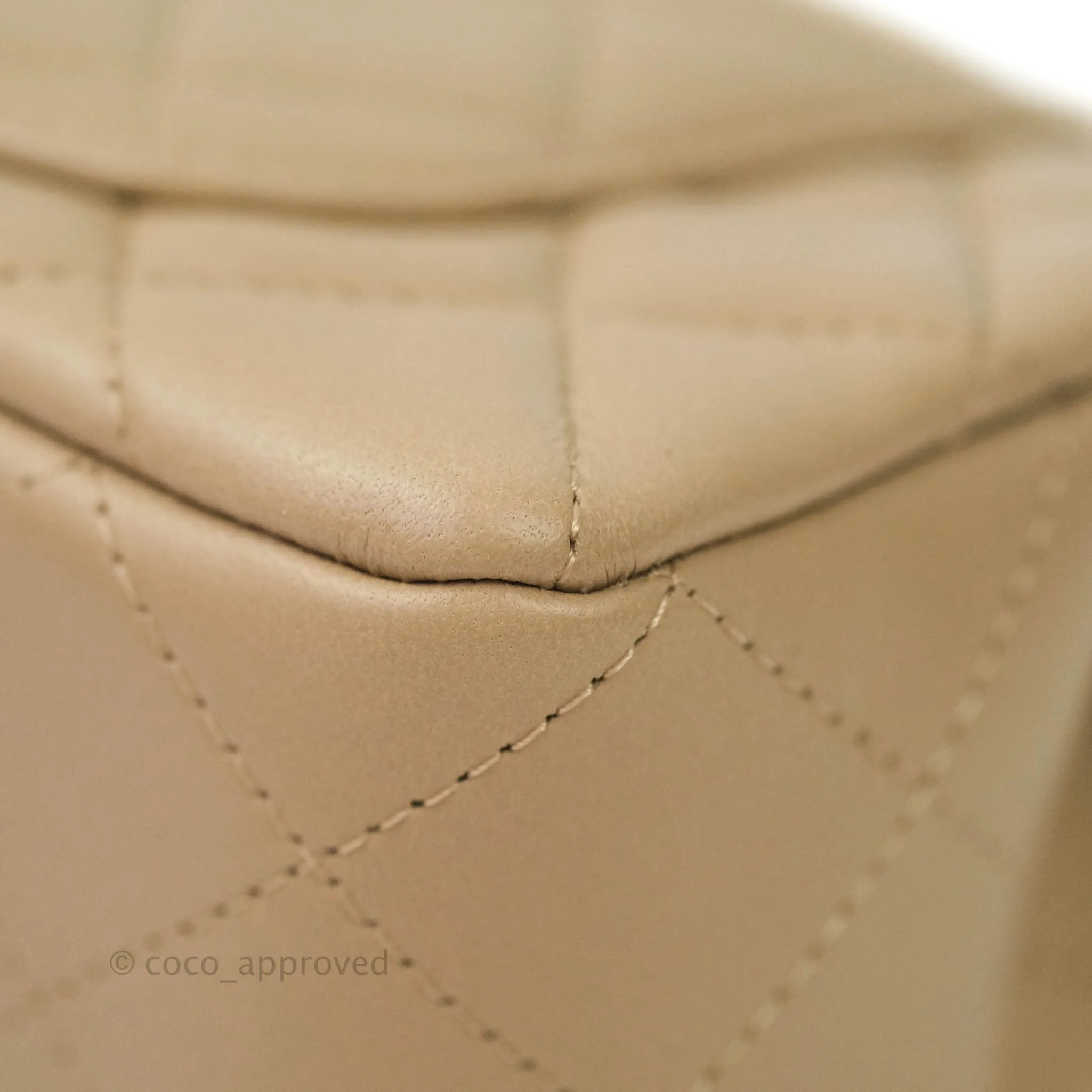Chanel Quilted Mini Rectangular Lambskin Beige Gold Hardware