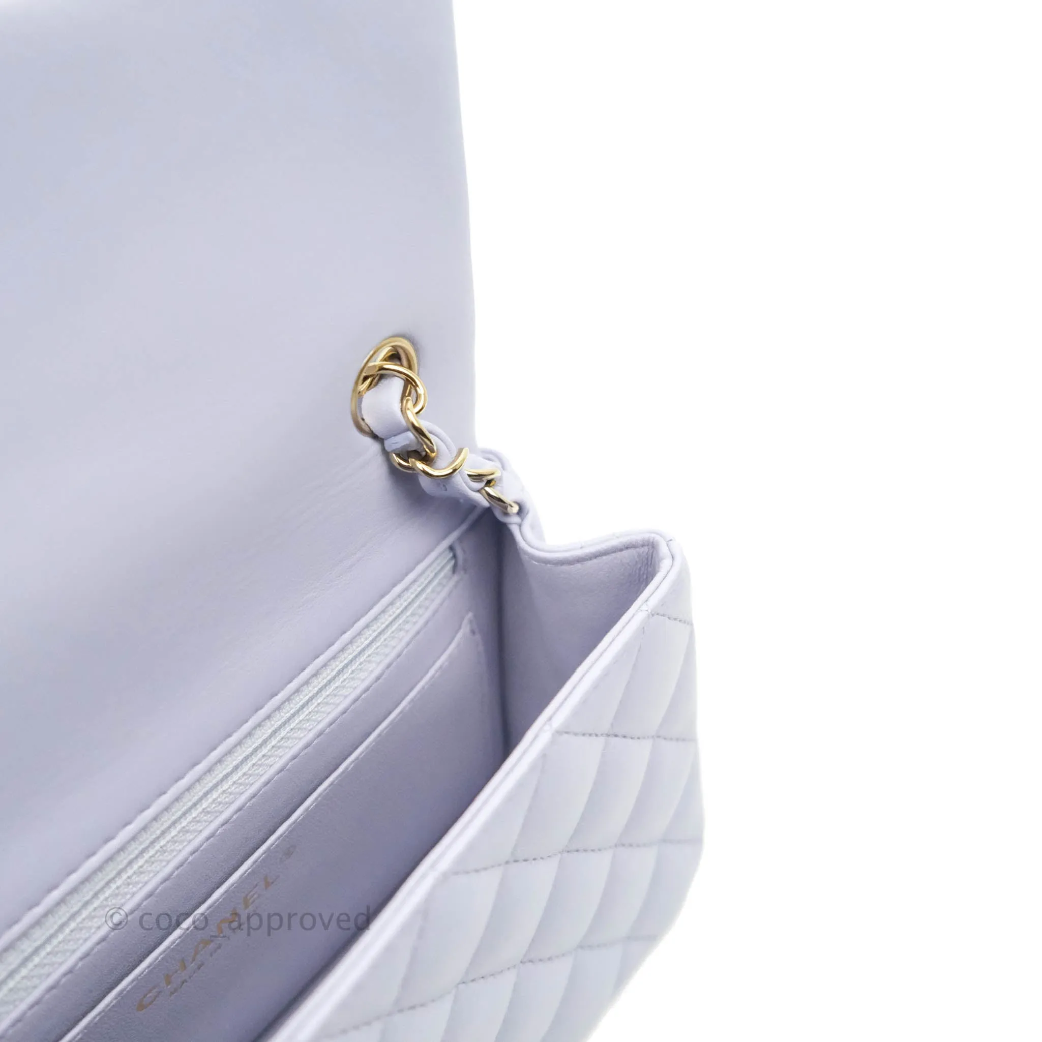 Chanel Quilted Mini Rectangular Lilac Lambskin Gold Hardware 21K