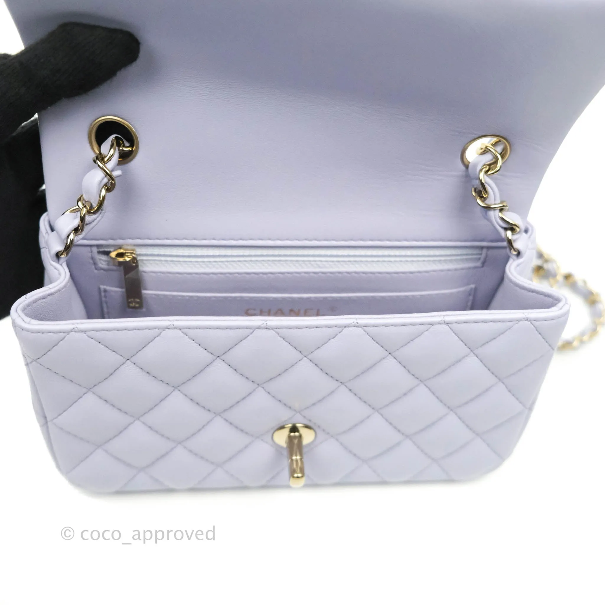 Chanel Quilted Mini Rectangular Lilac Lambskin Gold Hardware 21K