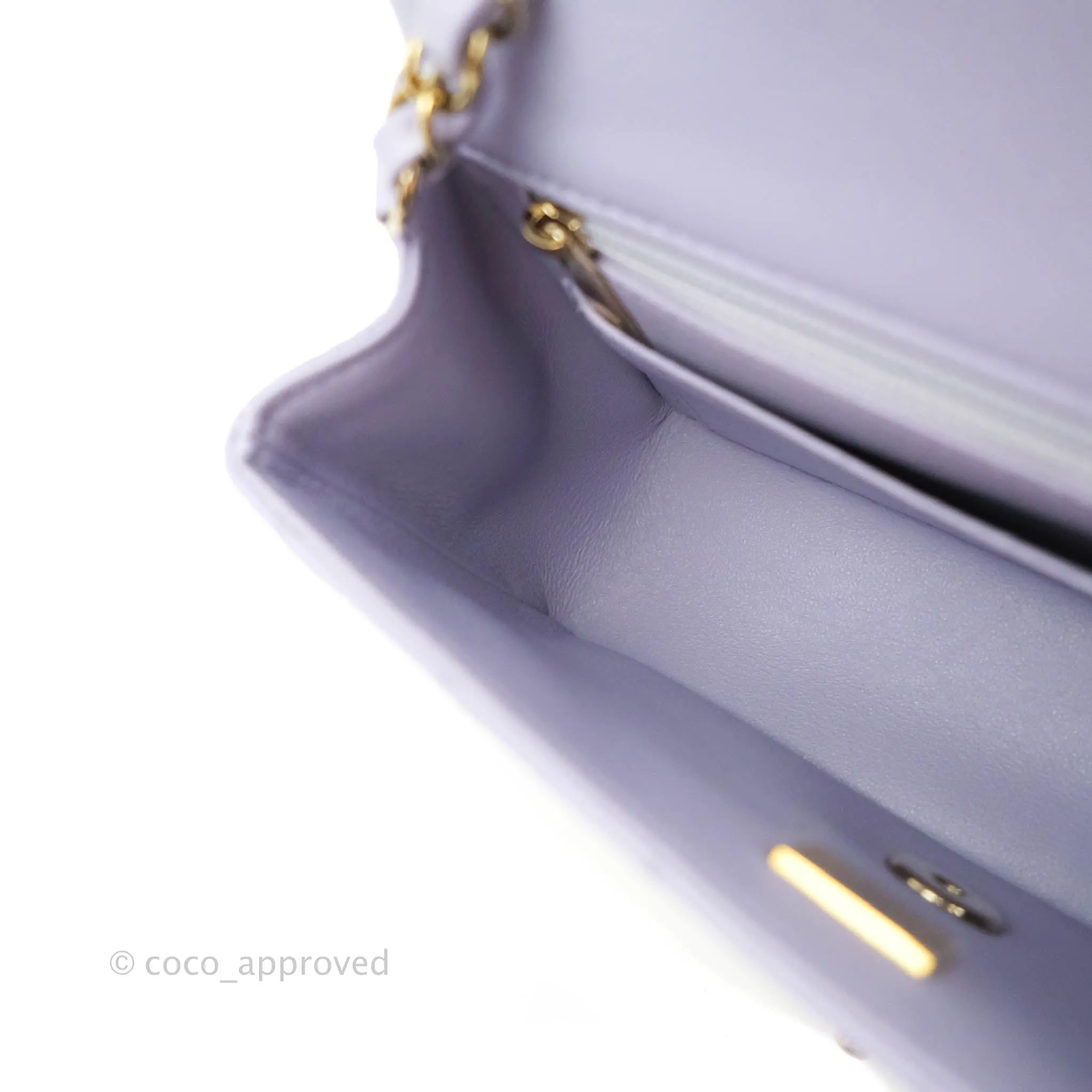 Chanel Quilted Mini Rectangular Lilac Lambskin Gold Hardware 21K