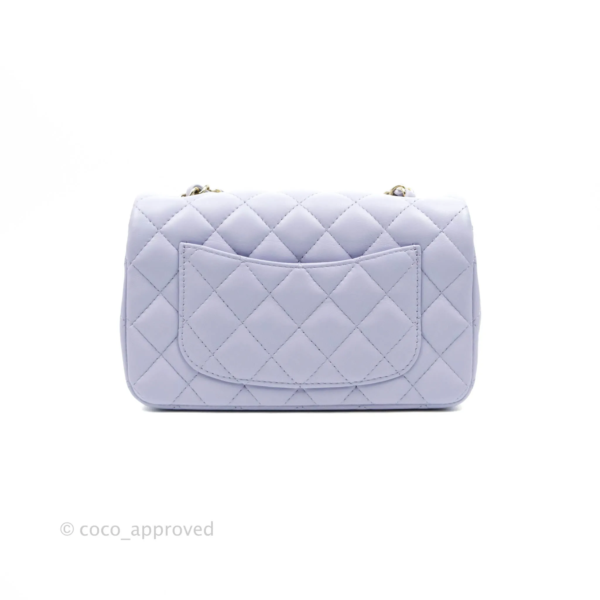 Chanel Quilted Mini Rectangular Lilac Lambskin Gold Hardware 21K