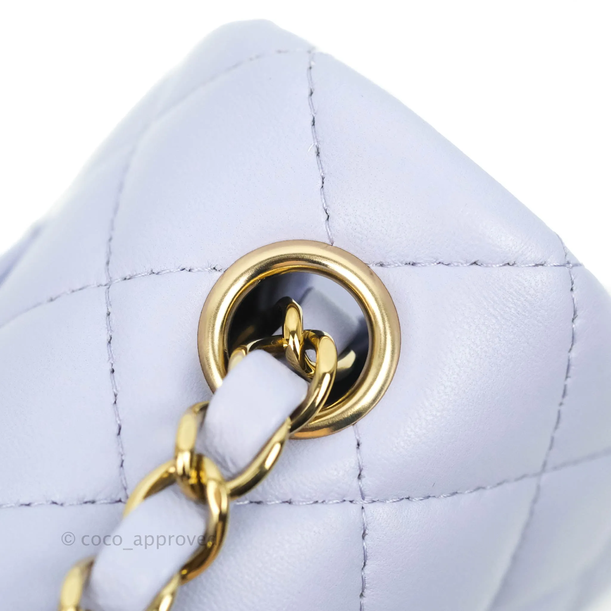 Chanel Quilted Mini Rectangular Lilac Lambskin Gold Hardware 21K