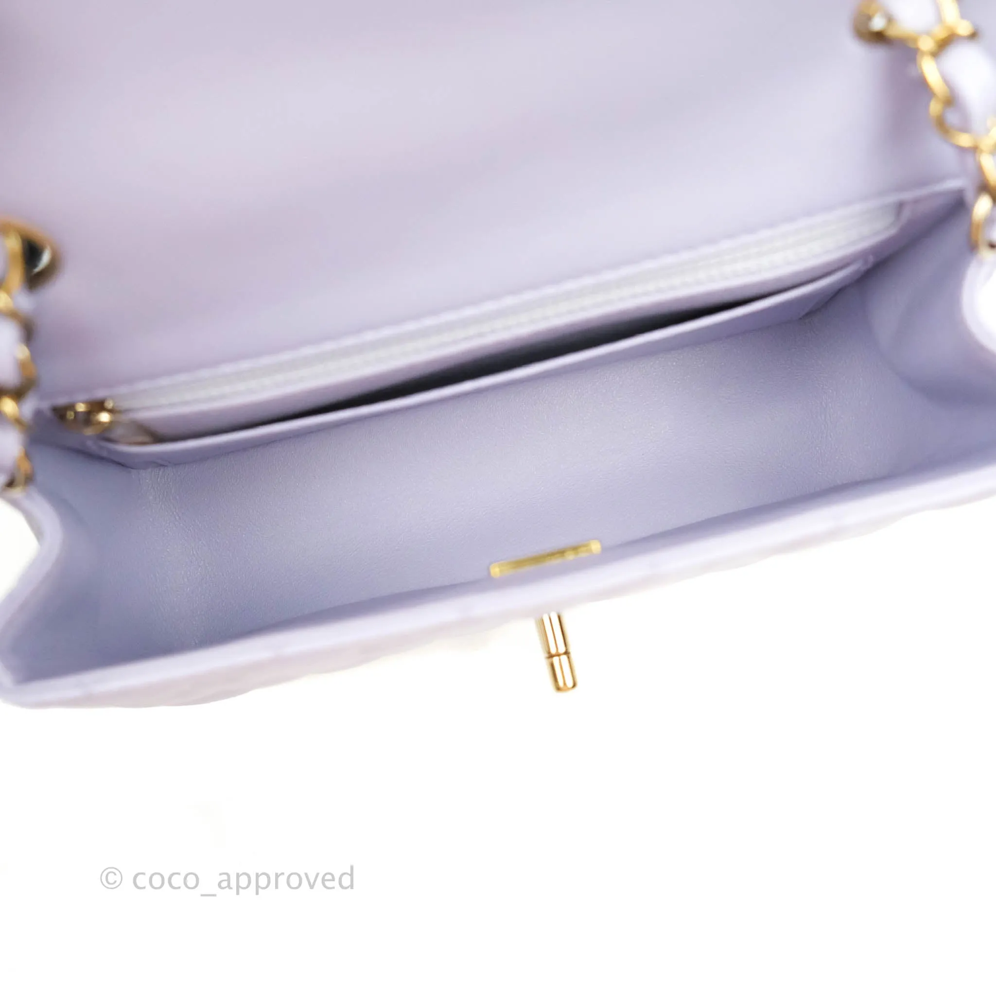 Chanel Quilted Mini Rectangular Lilac Lambskin Gold Hardware 21K