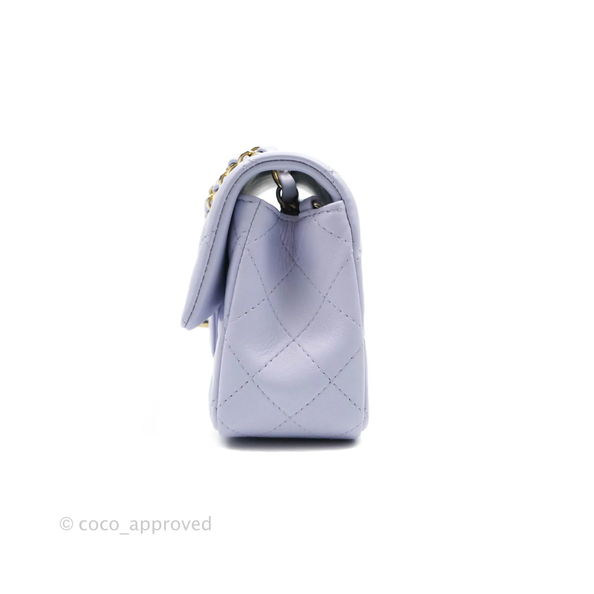 Chanel Quilted Mini Rectangular Lilac Lambskin Gold Hardware 21K