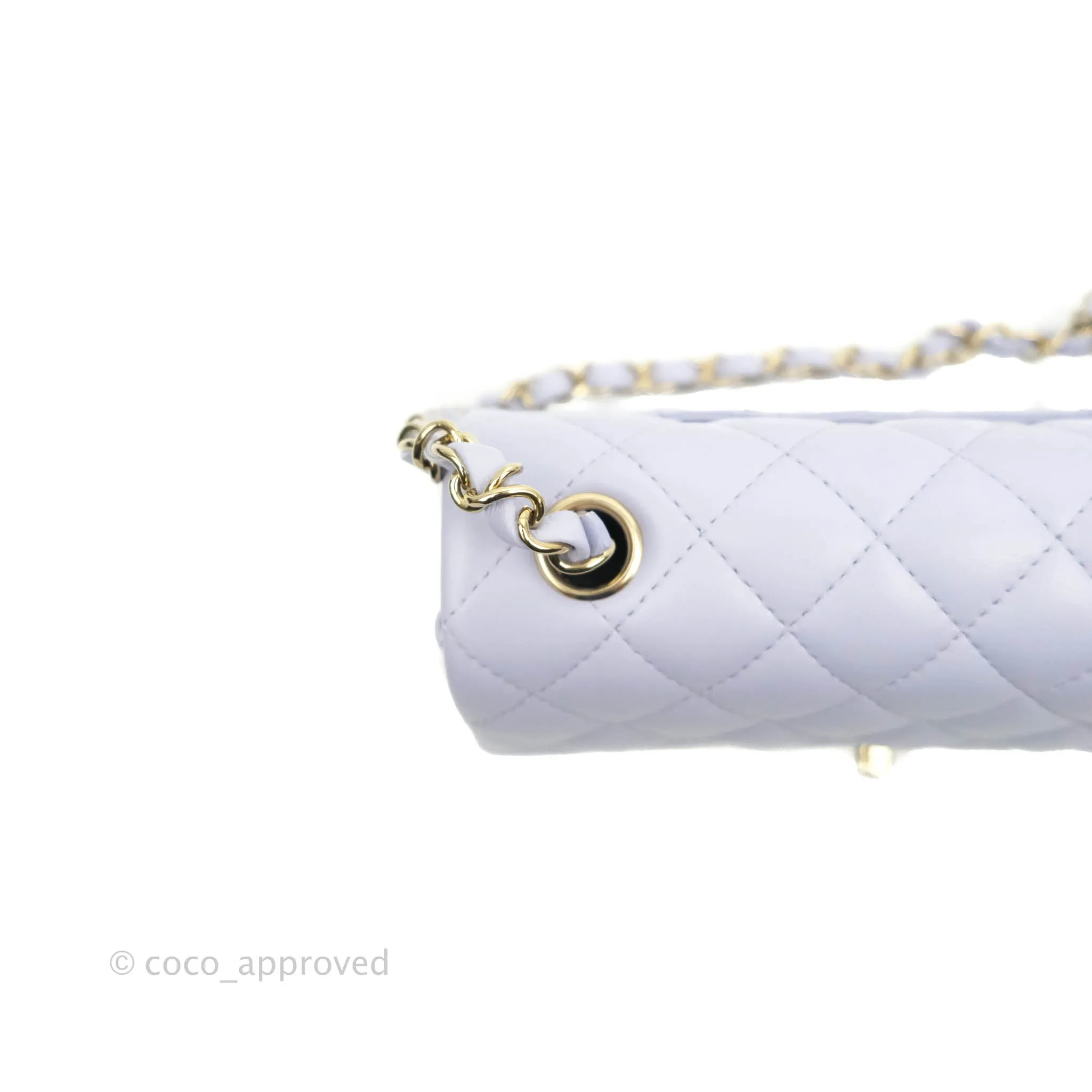 Chanel Quilted Mini Rectangular Lilac Lambskin Gold Hardware 21K
