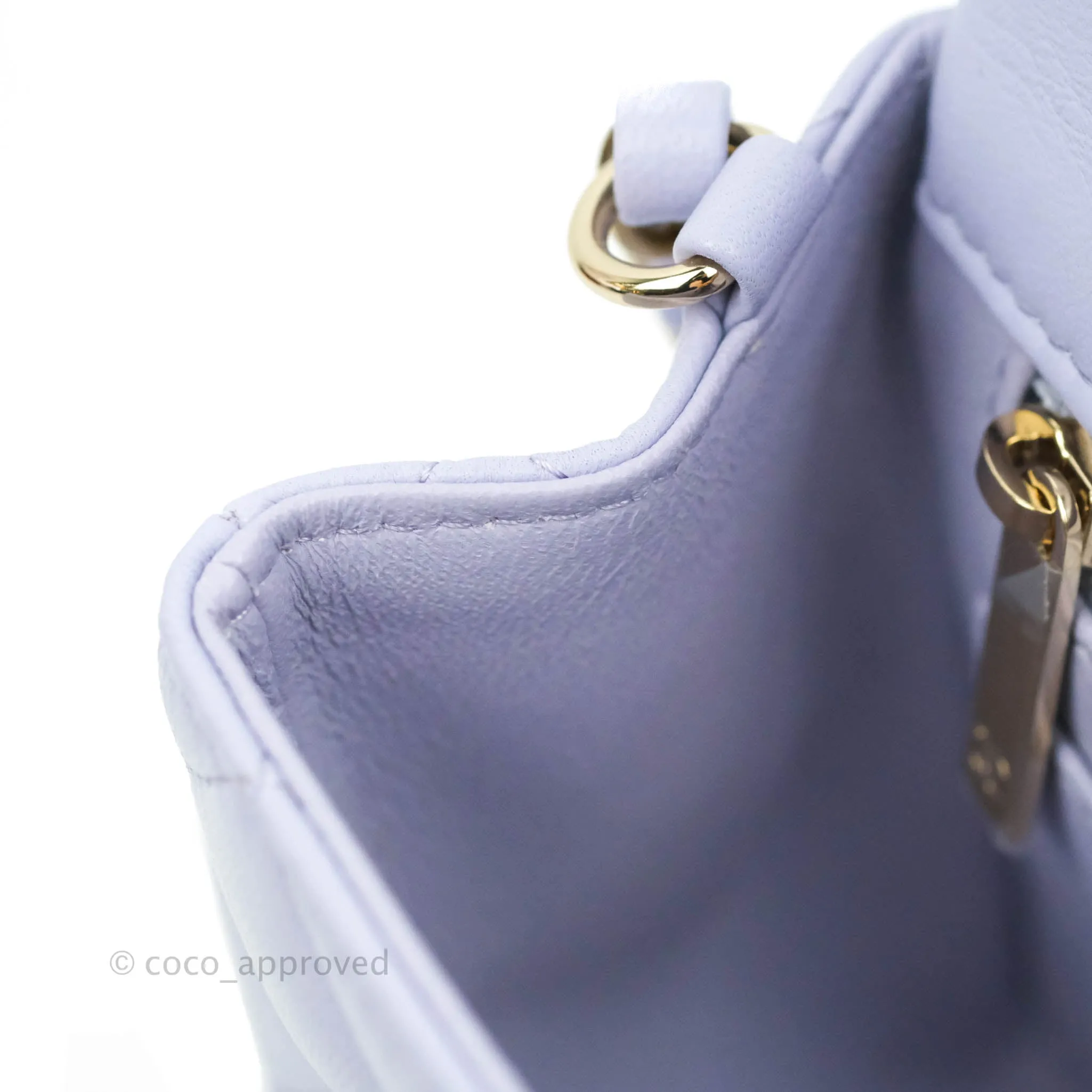 Chanel Quilted Mini Rectangular Lilac Lambskin Gold Hardware 21K