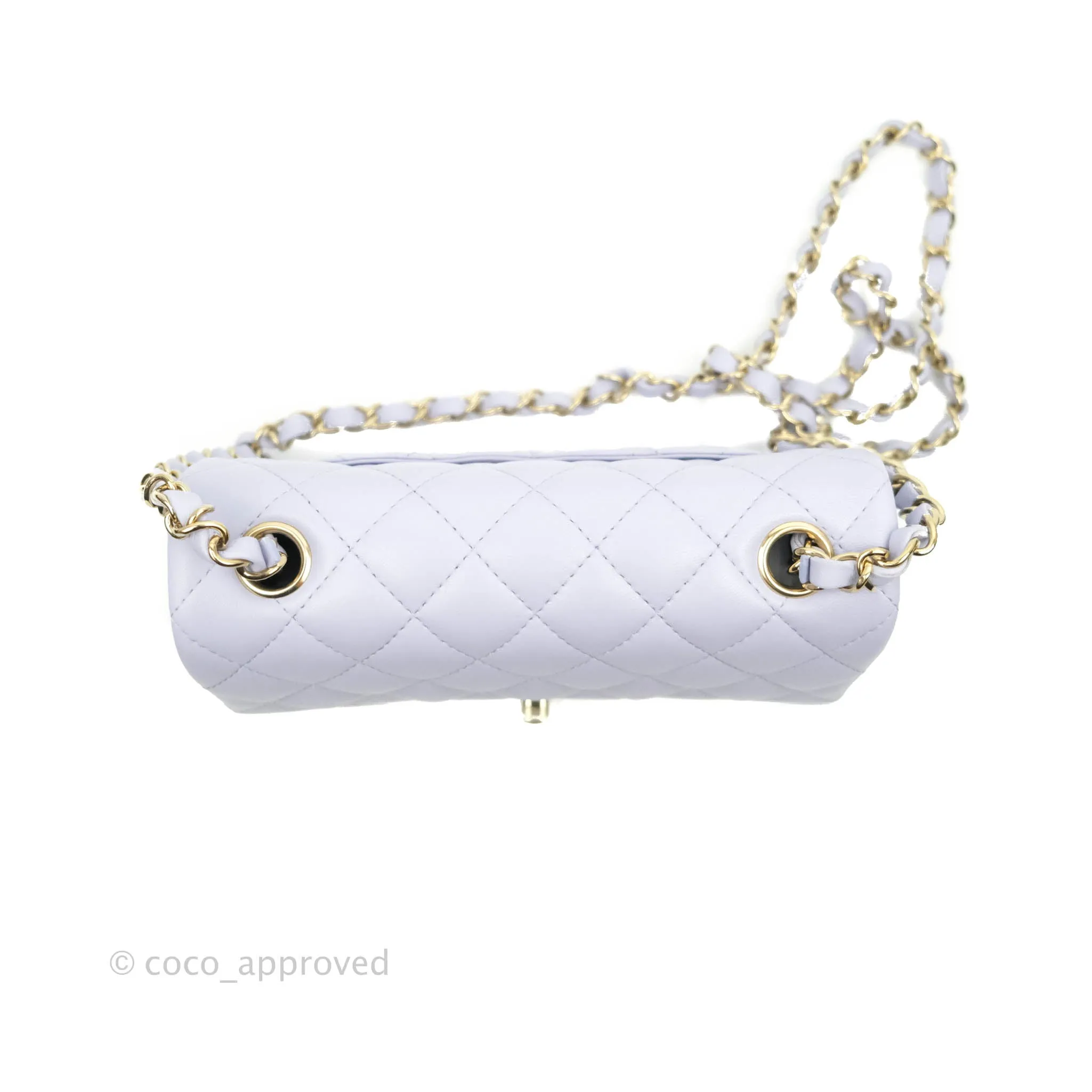 Chanel Quilted Mini Rectangular Lilac Lambskin Gold Hardware 21K