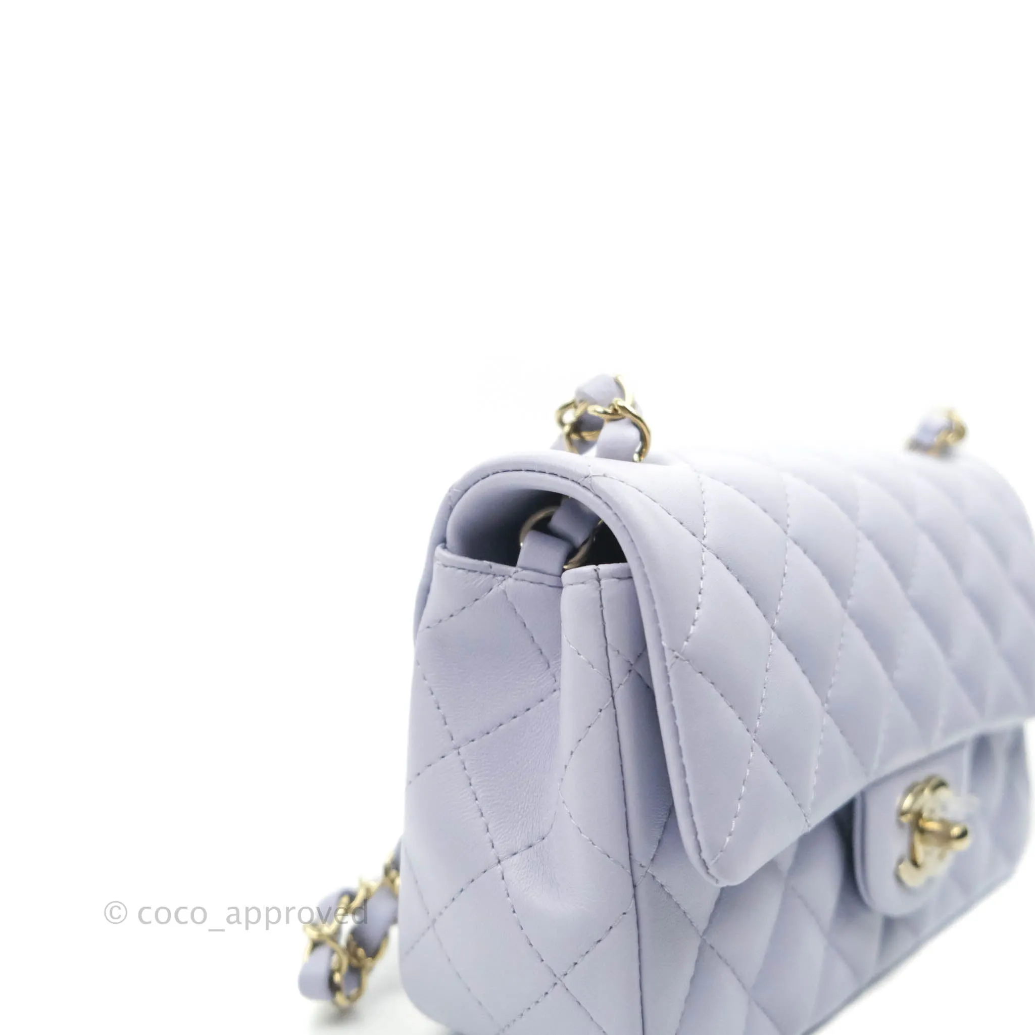 Chanel Quilted Mini Rectangular Lilac Lambskin Gold Hardware 21K