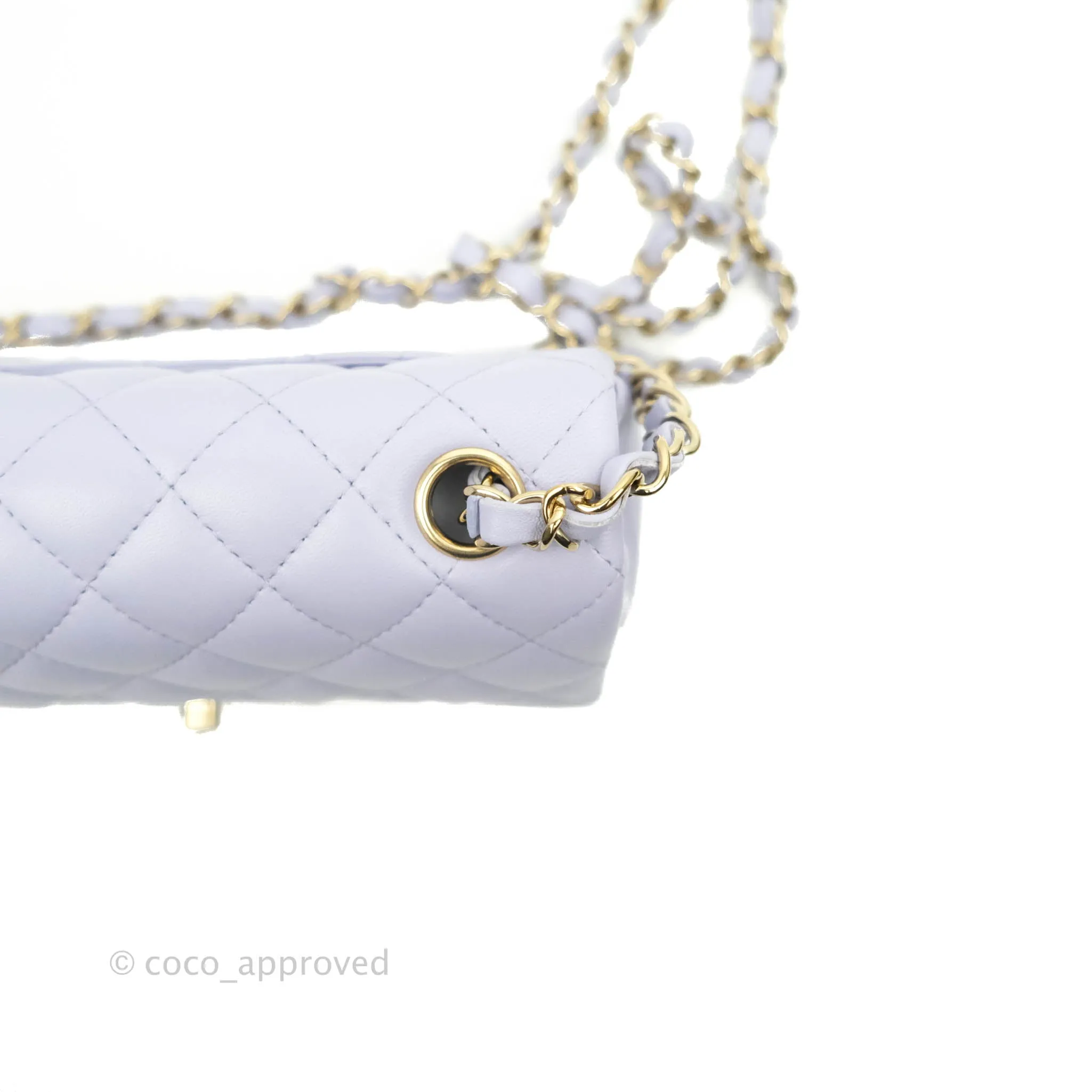 Chanel Quilted Mini Rectangular Lilac Lambskin Gold Hardware 21K