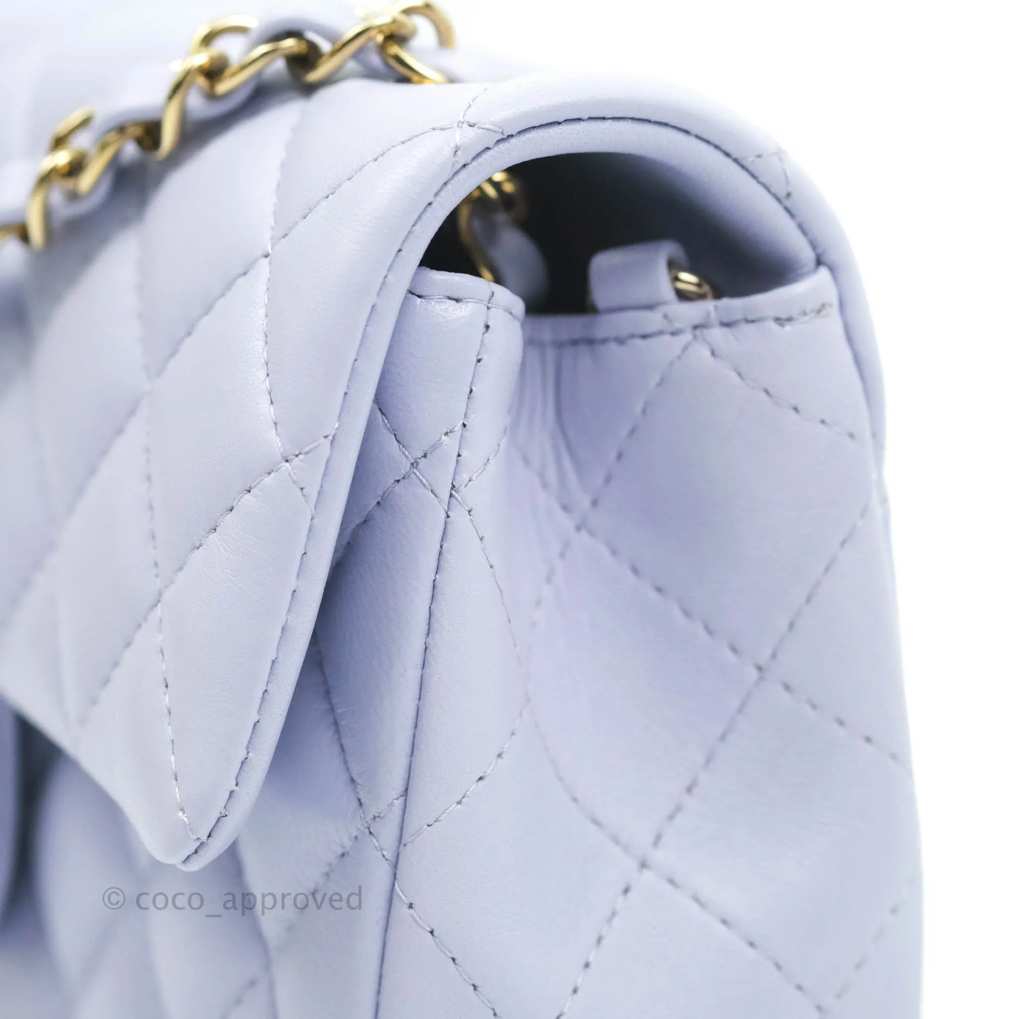 Chanel Quilted Mini Rectangular Lilac Lambskin Gold Hardware 21K