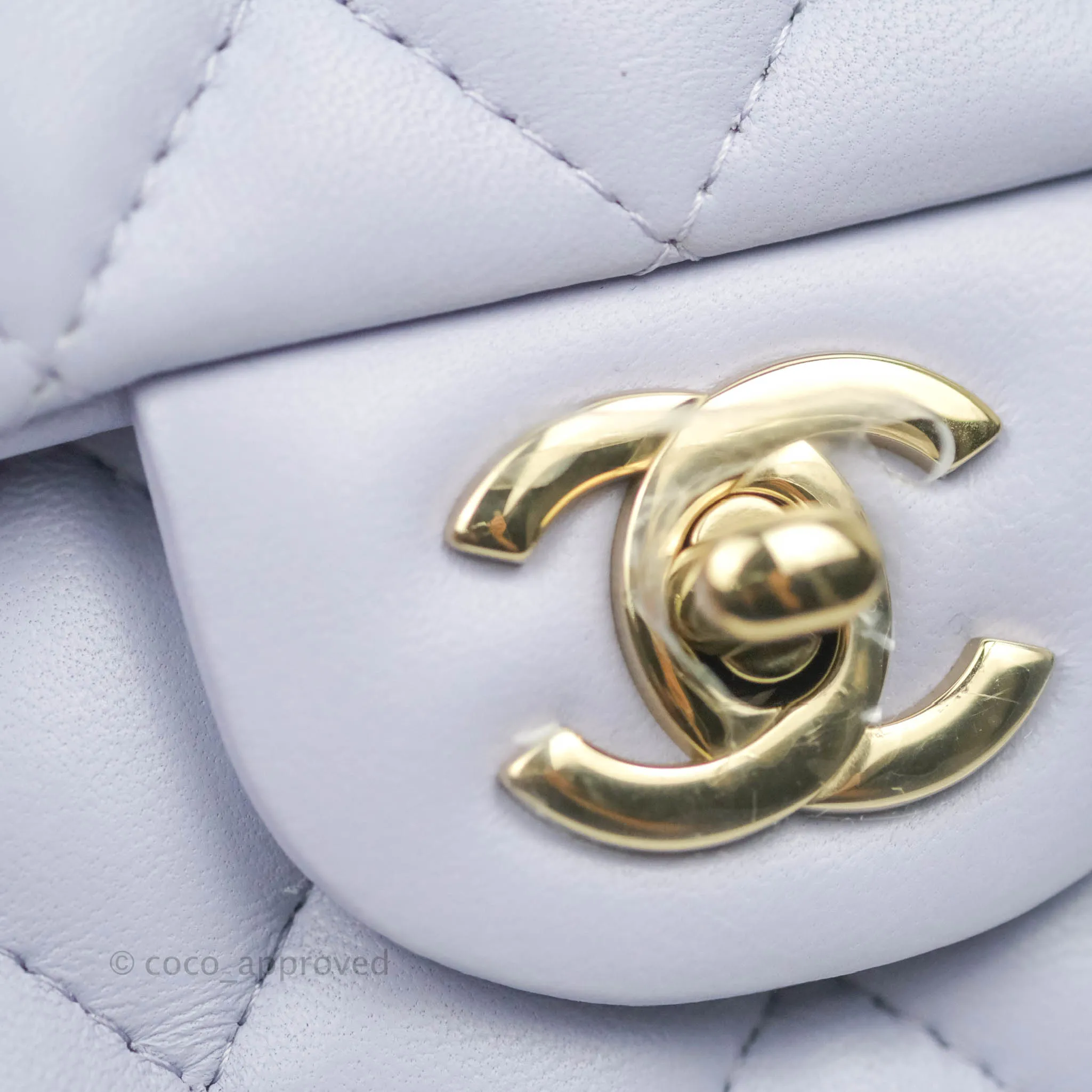 Chanel Quilted Mini Rectangular Lilac Lambskin Gold Hardware 21K