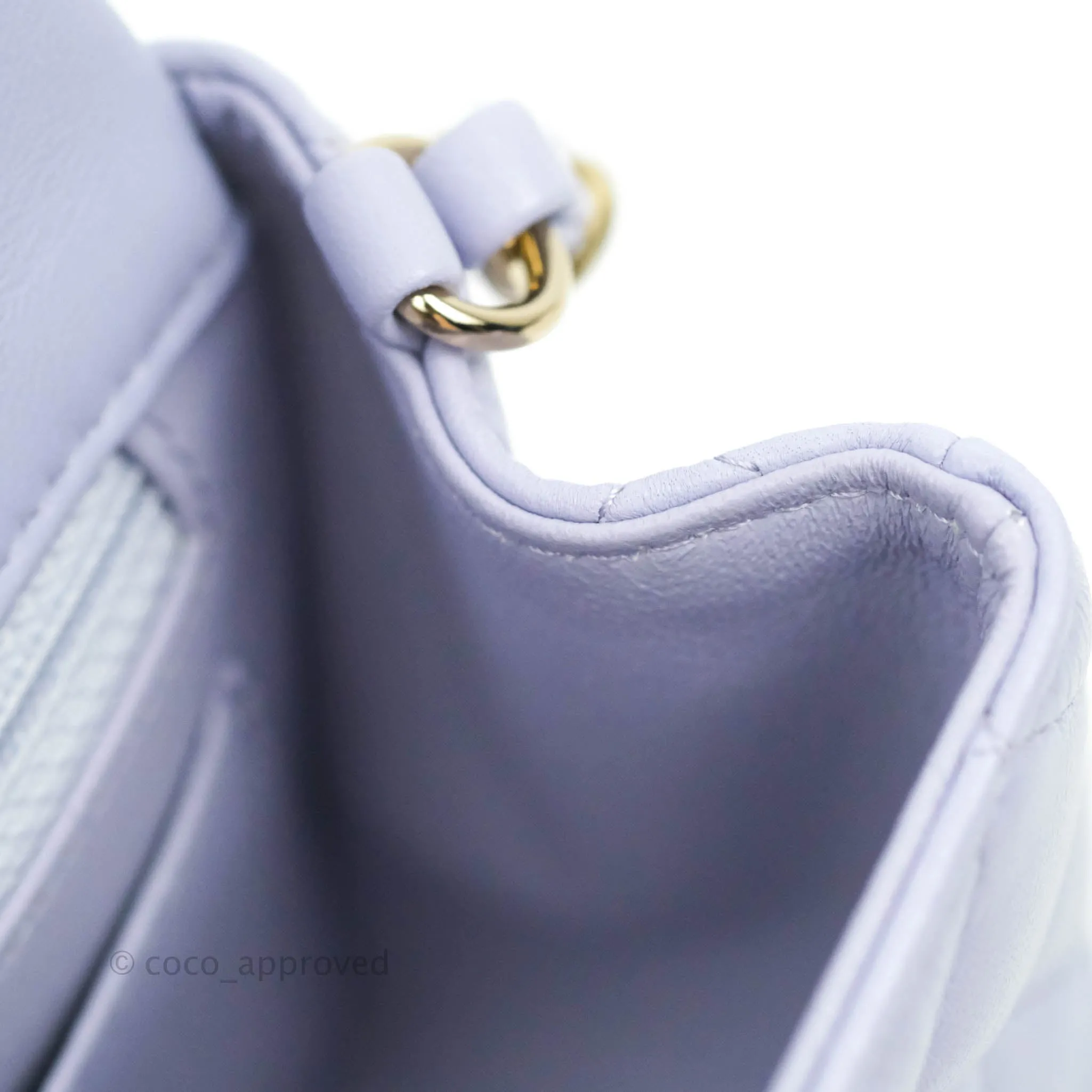 Chanel Quilted Mini Rectangular Lilac Lambskin Gold Hardware 21K