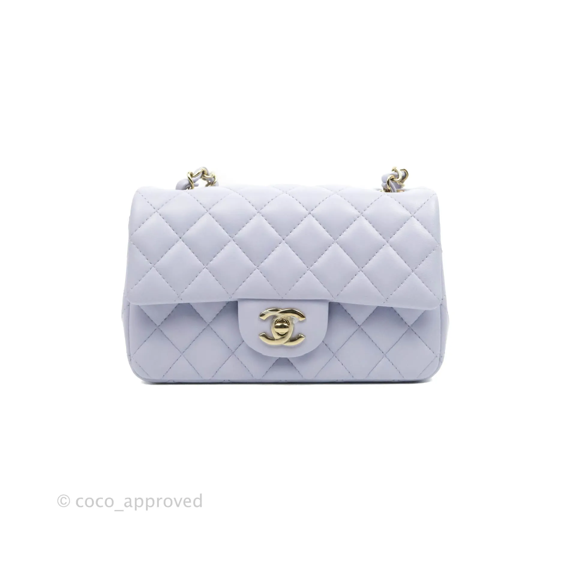 Chanel Quilted Mini Rectangular Lilac Lambskin Gold Hardware 21K