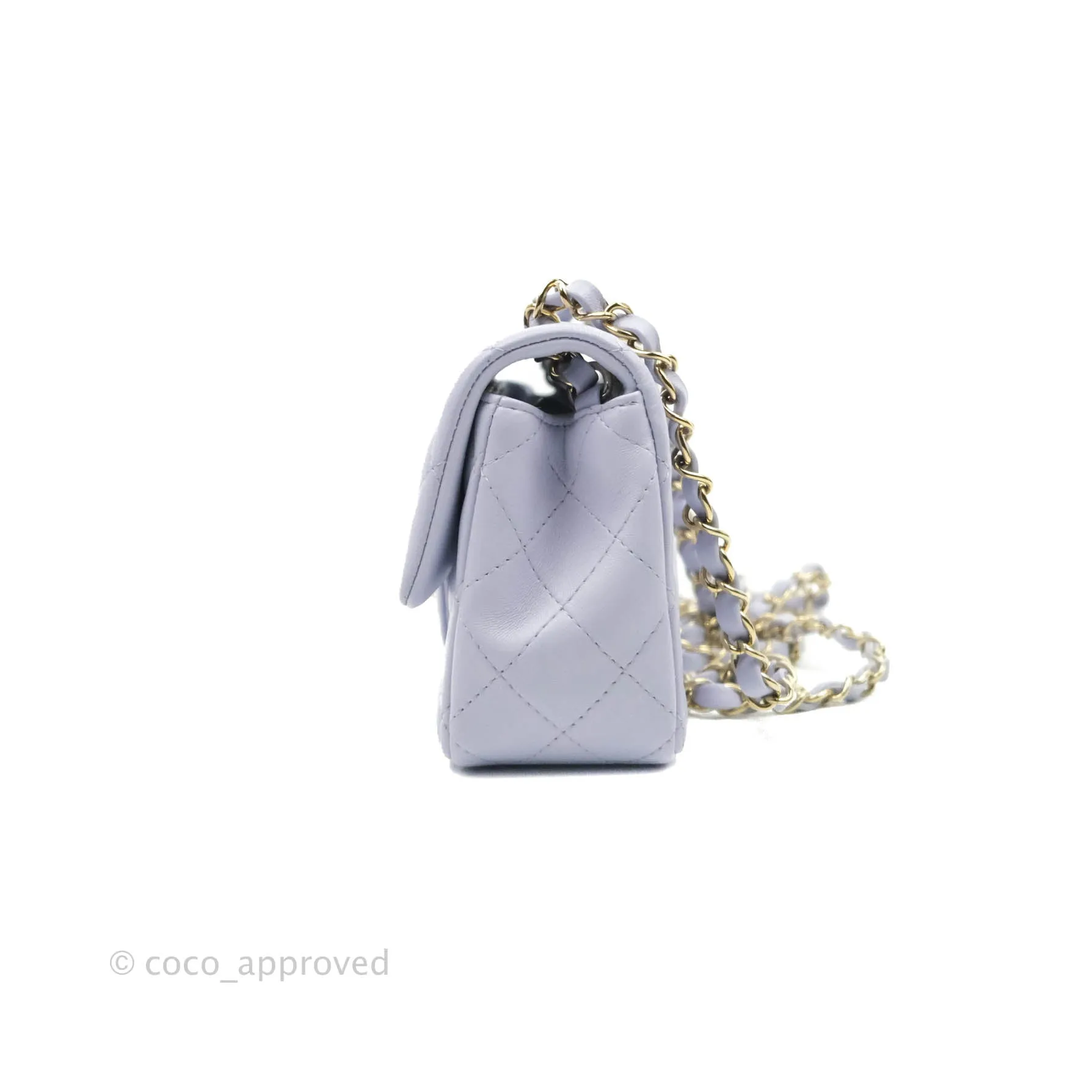 Chanel Quilted Mini Rectangular Lilac Lambskin Gold Hardware 21K