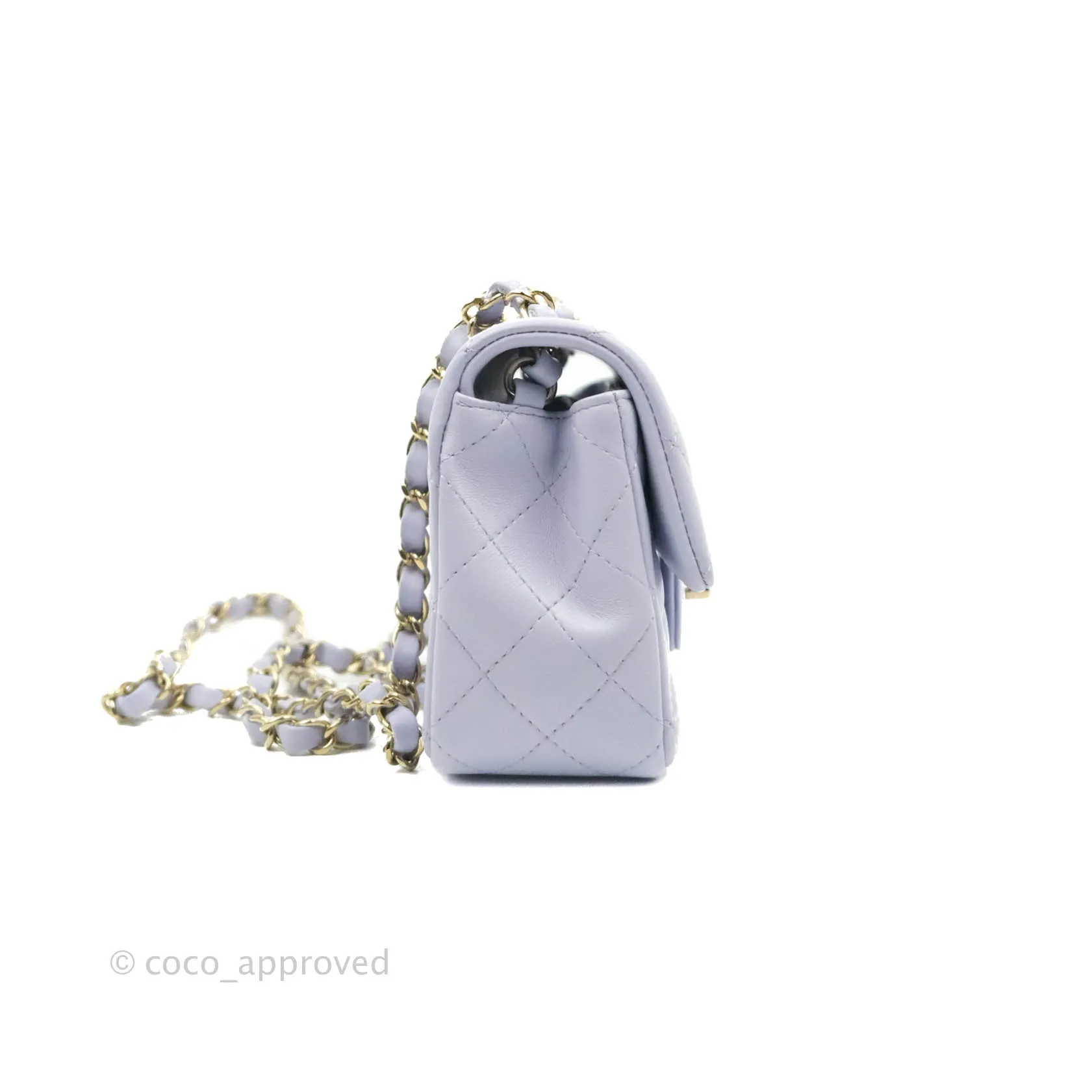Chanel Quilted Mini Rectangular Lilac Lambskin Gold Hardware 21K