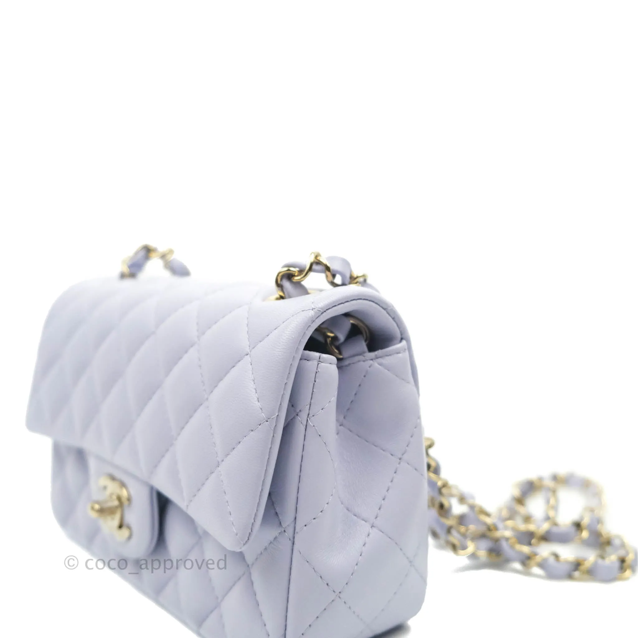 Chanel Quilted Mini Rectangular Lilac Lambskin Gold Hardware 21K