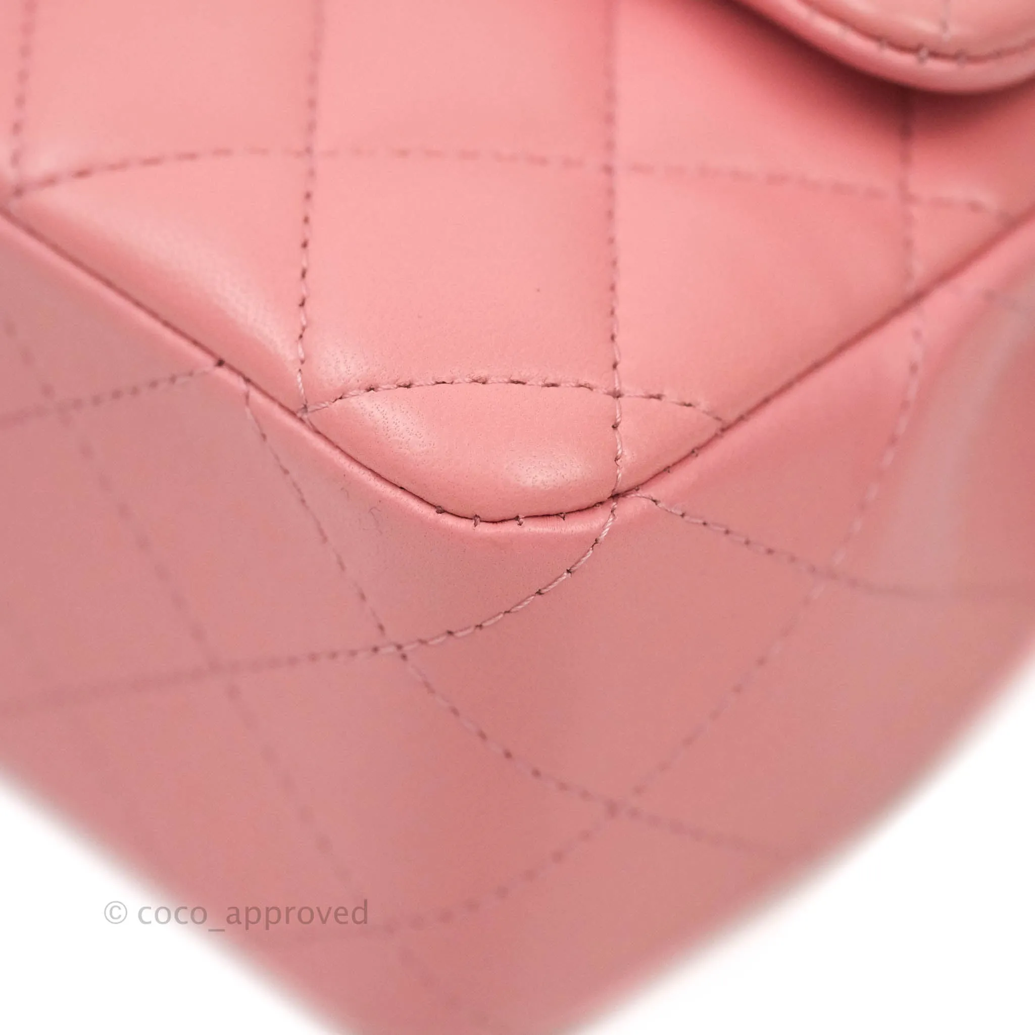Chanel Quilted Mini Rectangular Pink Lambskin Aged Gold Hardware