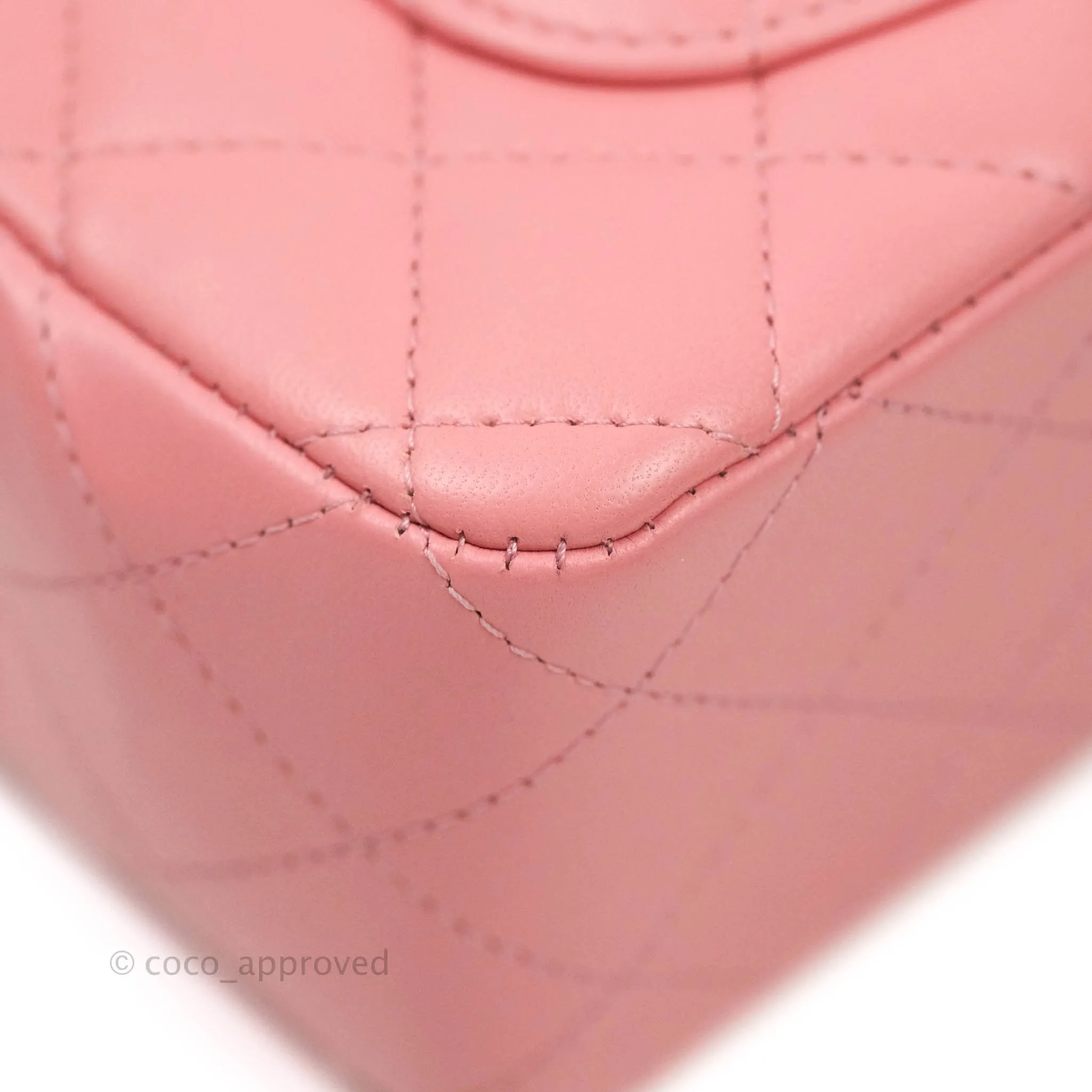 Chanel Quilted Mini Rectangular Pink Lambskin Aged Gold Hardware