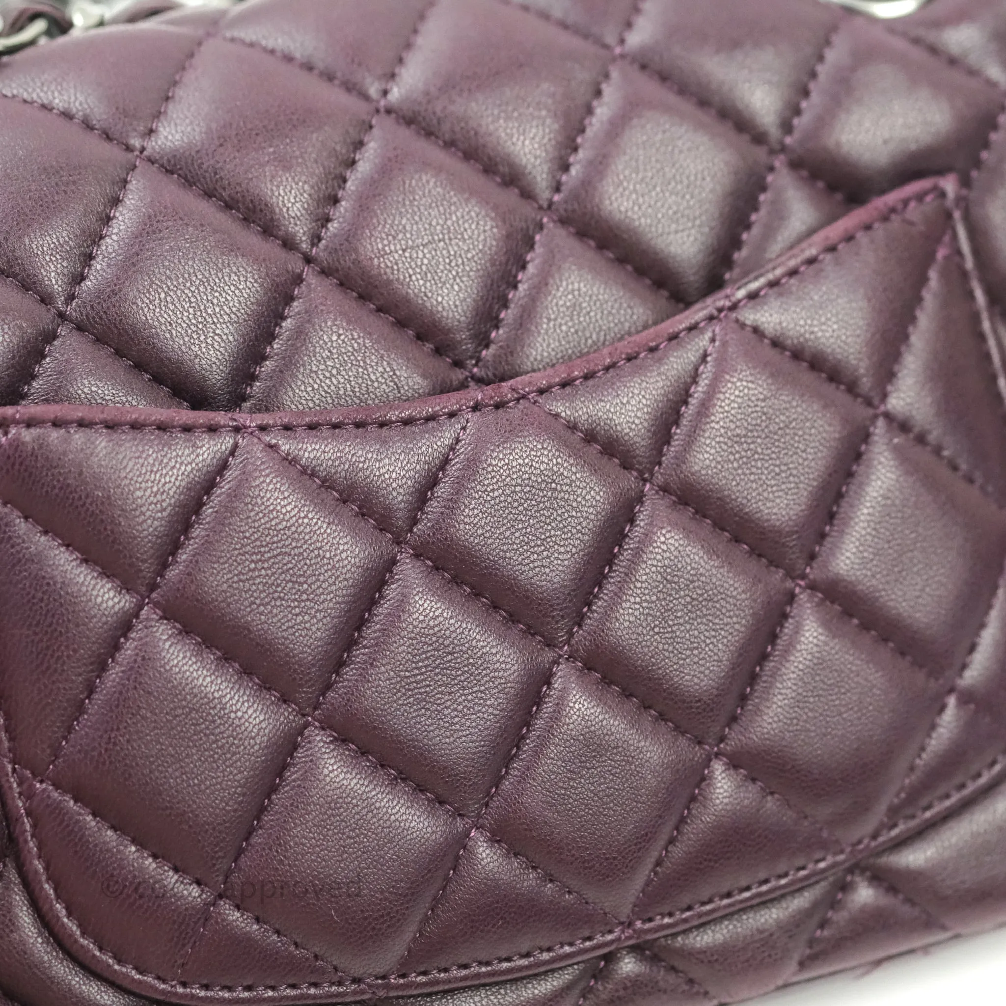 Chanel Quilted Mini Rectangular Purple Lambskin Silver Hardware