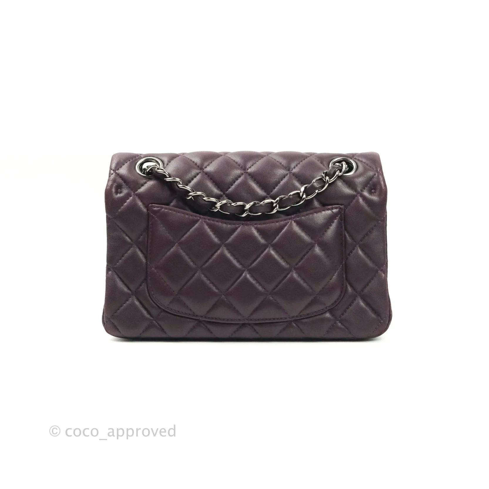 Chanel Quilted Mini Rectangular Purple Lambskin Silver Hardware