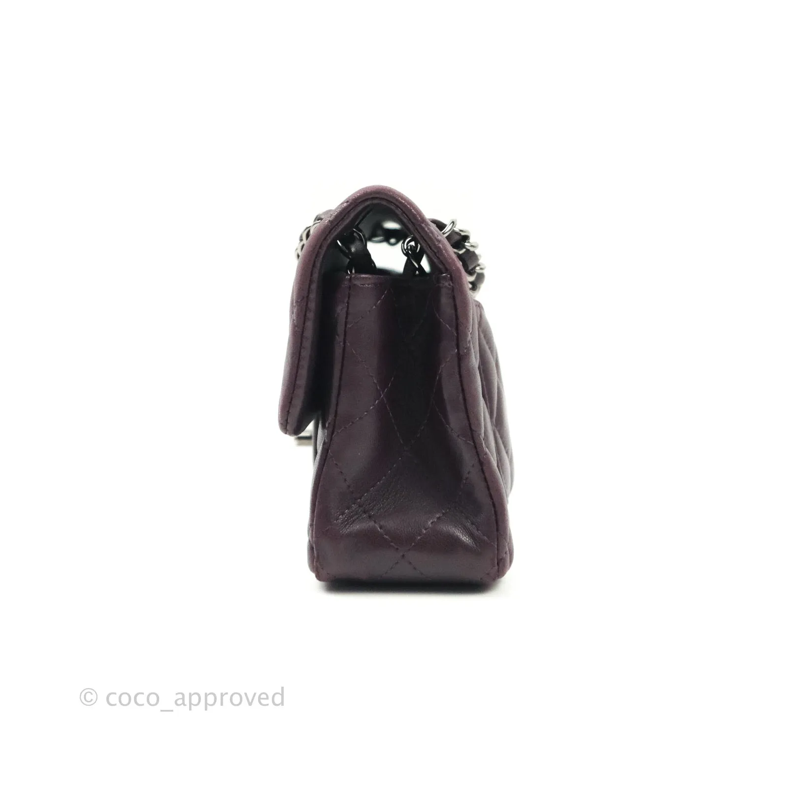 Chanel Quilted Mini Rectangular Purple Lambskin Silver Hardware