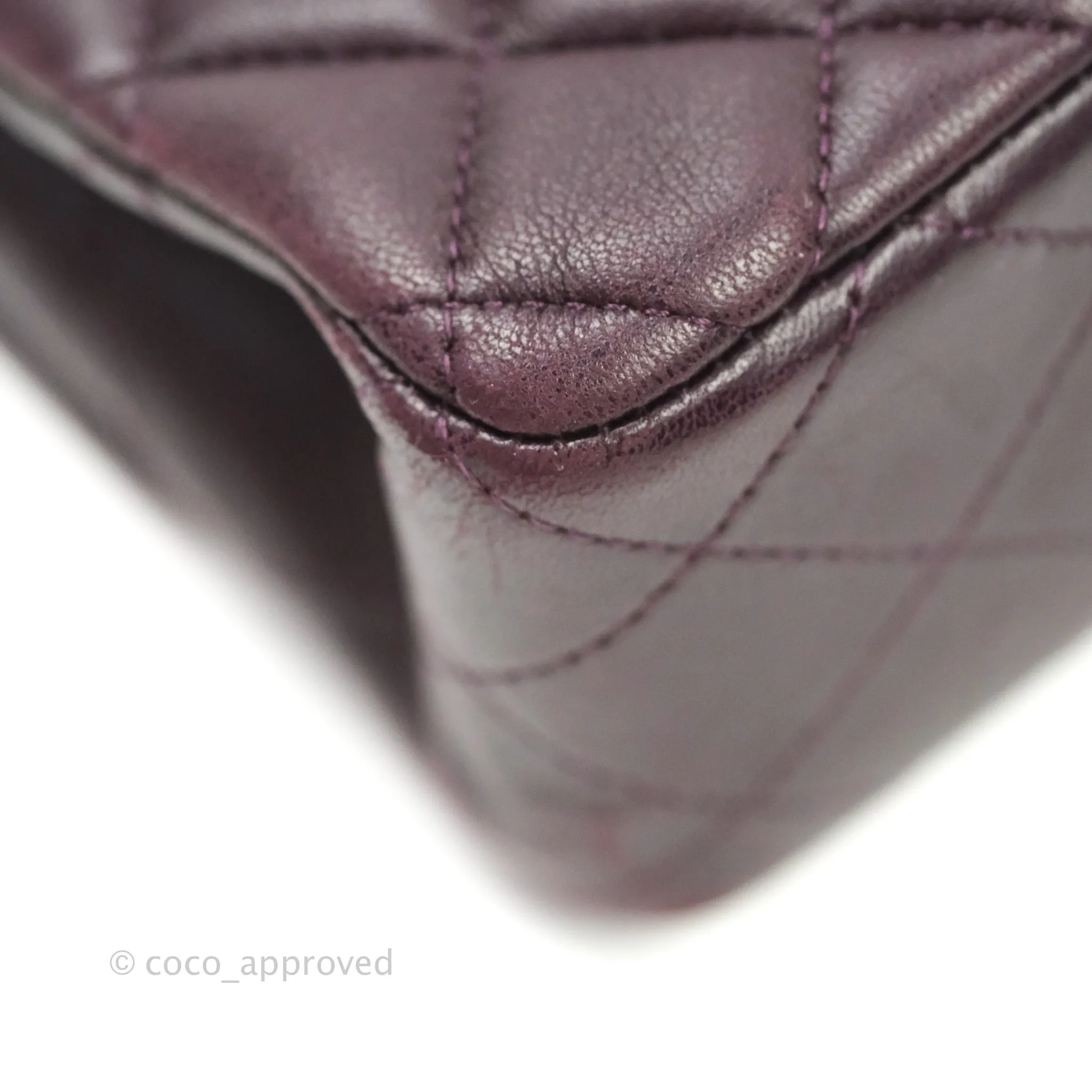 Chanel Quilted Mini Rectangular Purple Lambskin Silver Hardware