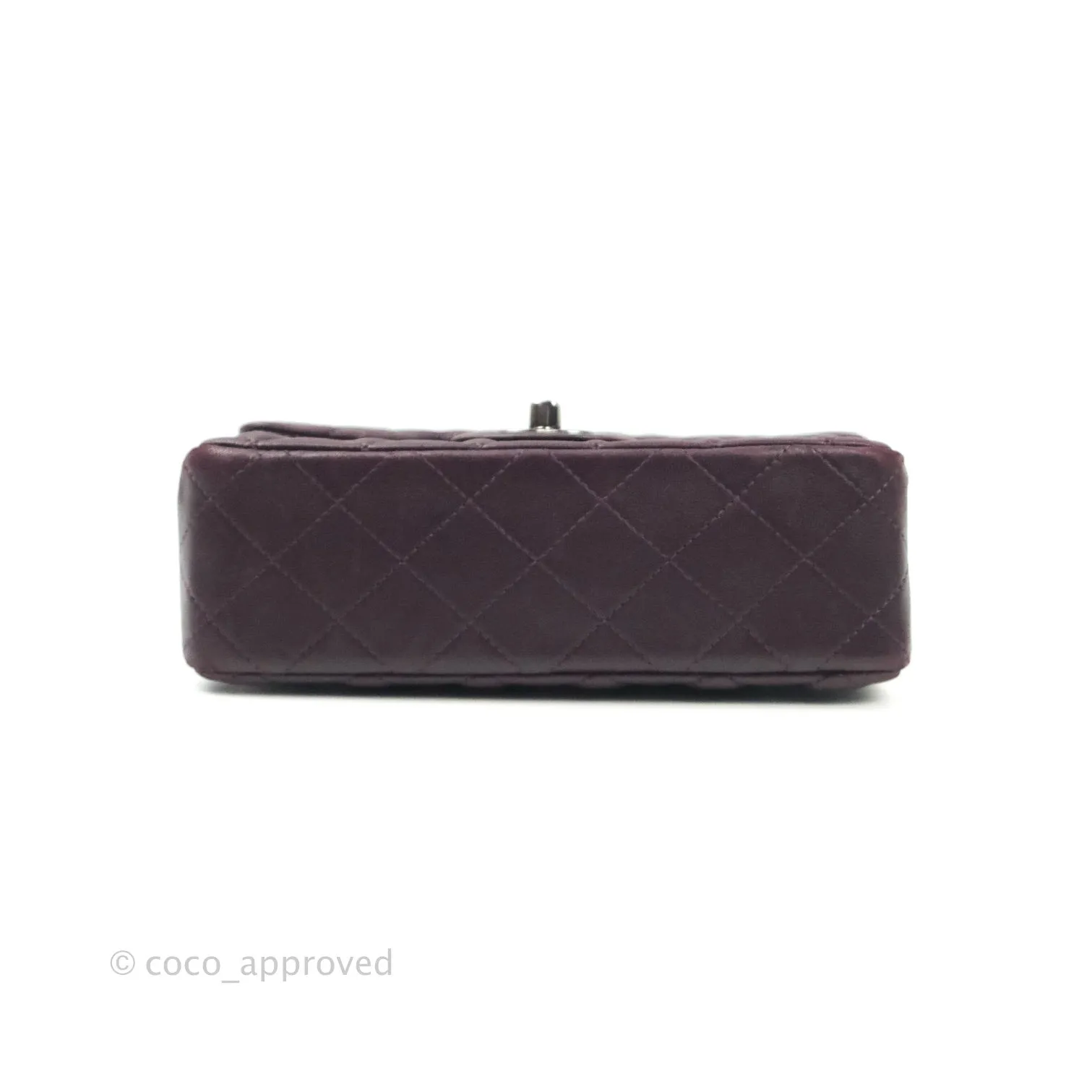 Chanel Quilted Mini Rectangular Purple Lambskin Silver Hardware