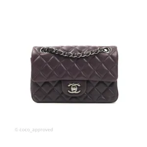 Chanel Quilted Mini Rectangular Purple Lambskin Silver Hardware