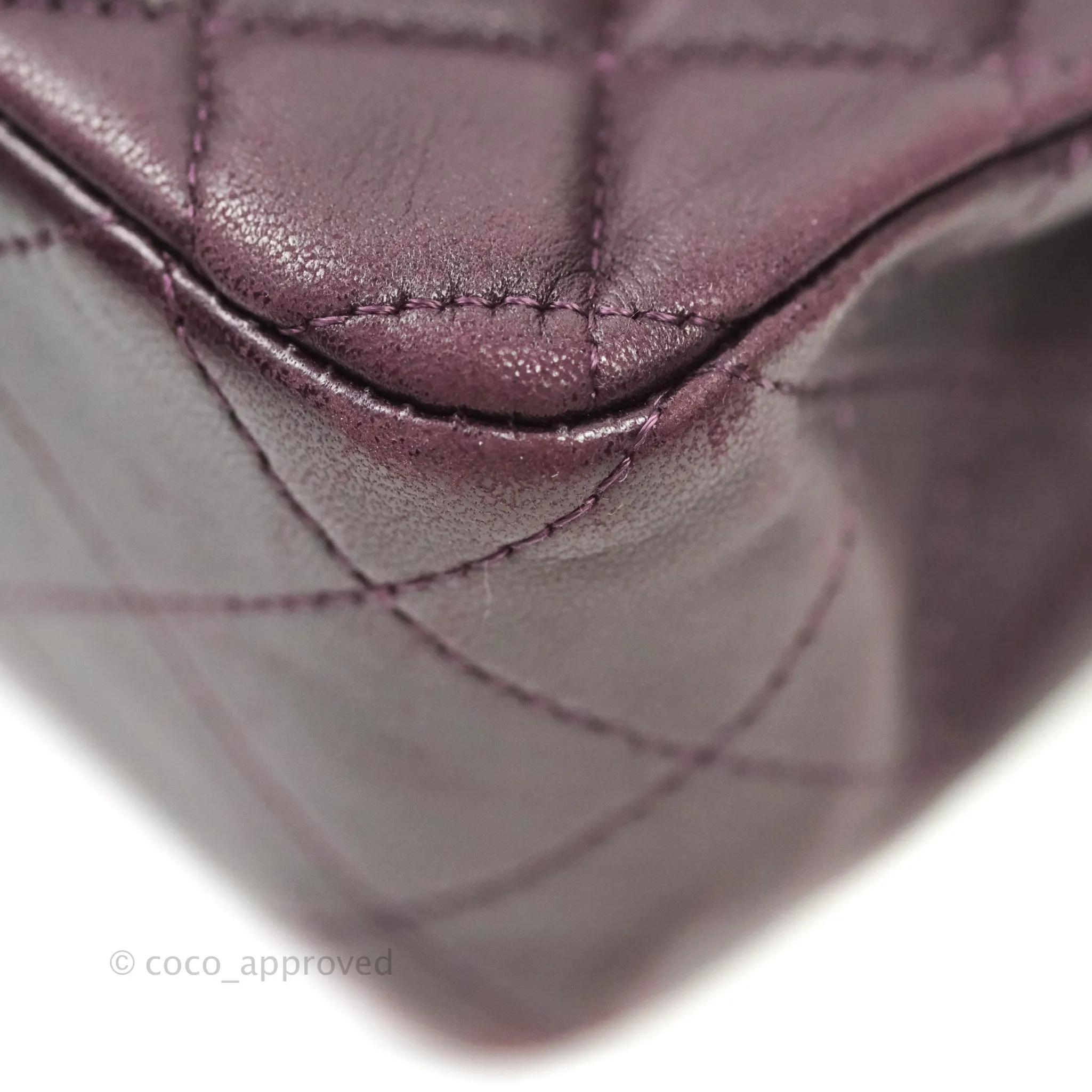 Chanel Quilted Mini Rectangular Purple Lambskin Silver Hardware
