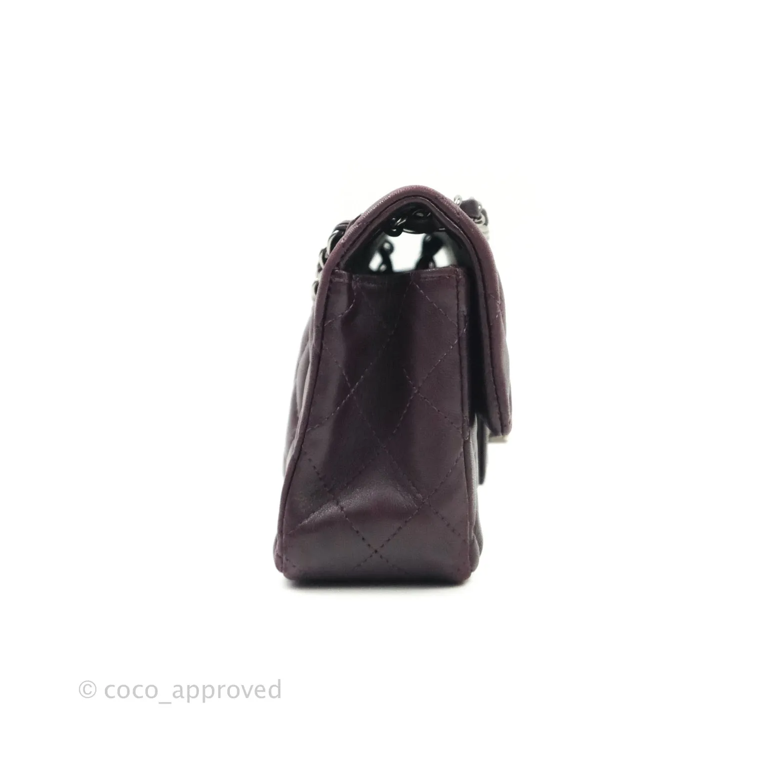 Chanel Quilted Mini Rectangular Purple Lambskin Silver Hardware