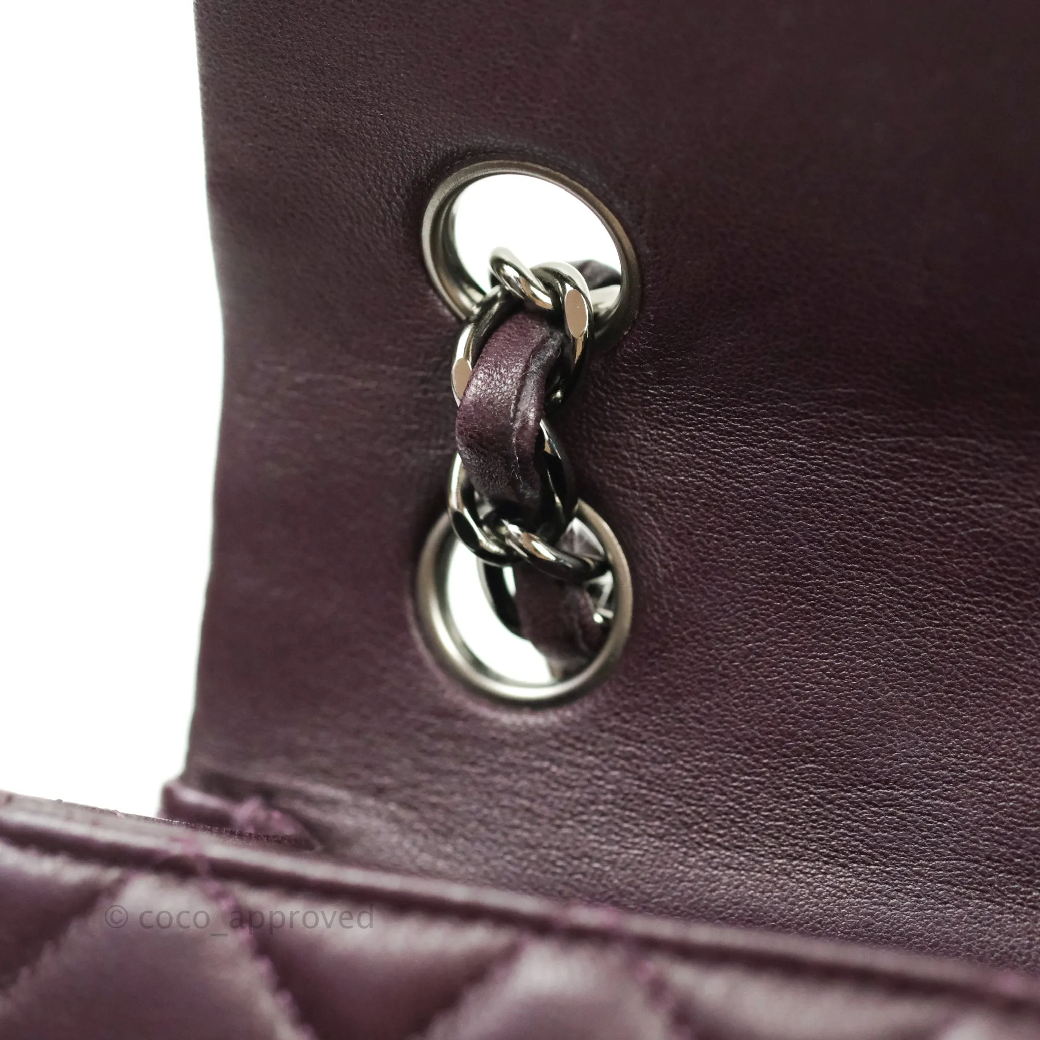 Chanel Quilted Mini Rectangular Purple Lambskin Silver Hardware