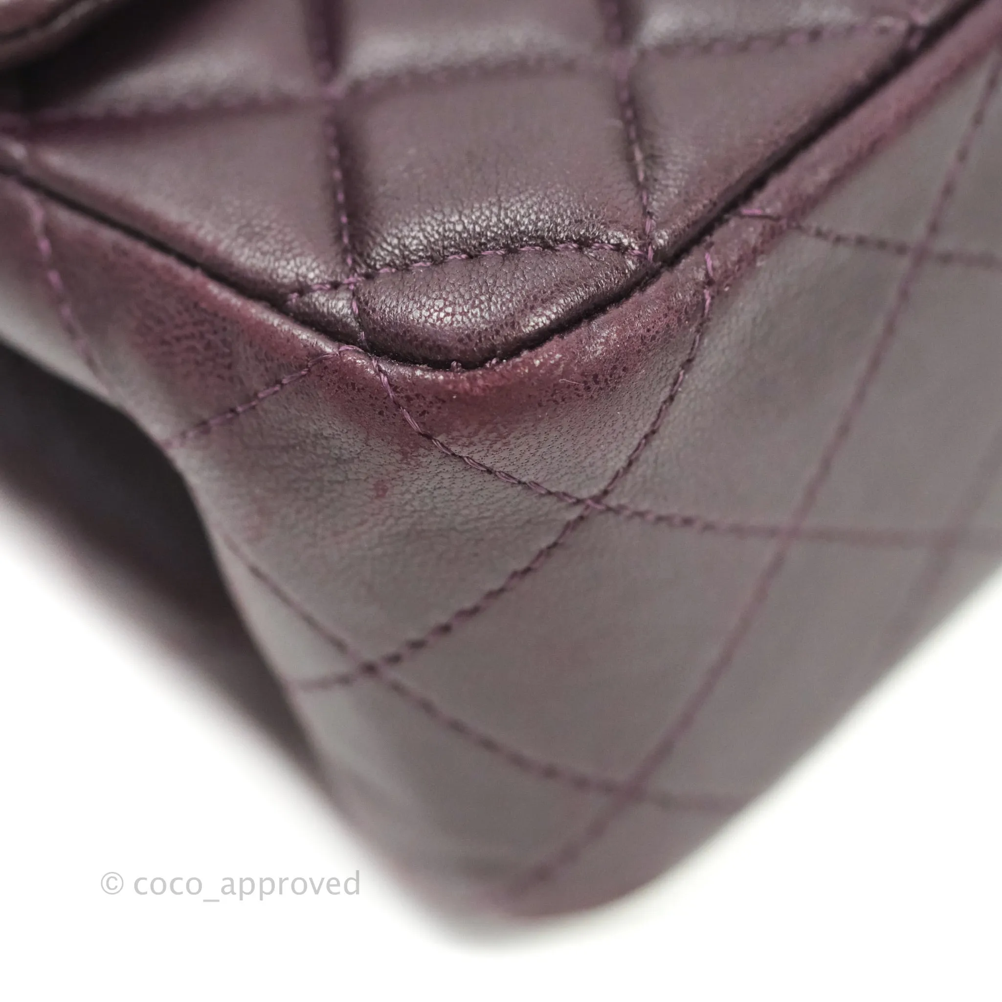 Chanel Quilted Mini Rectangular Purple Lambskin Silver Hardware