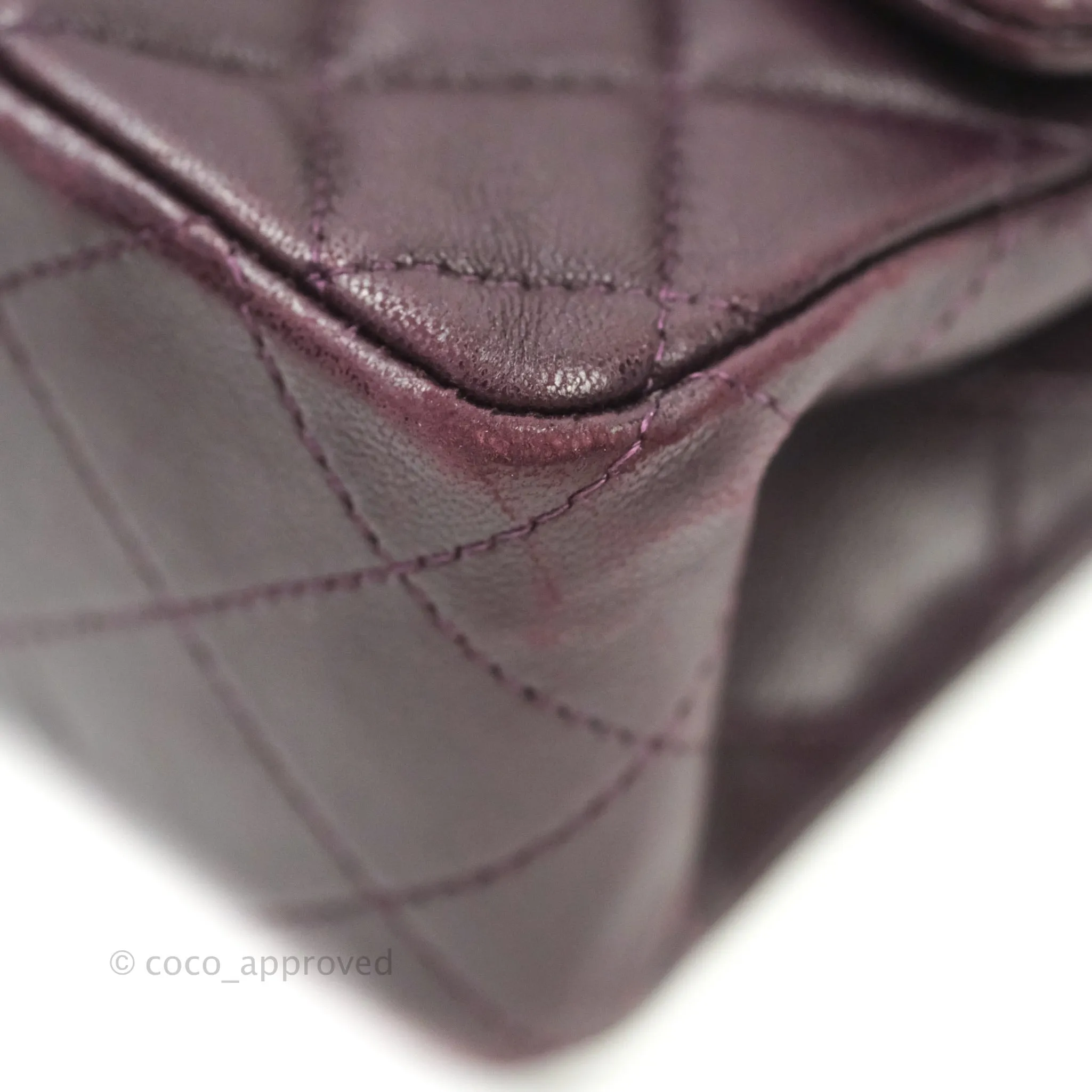 Chanel Quilted Mini Rectangular Purple Lambskin Silver Hardware
