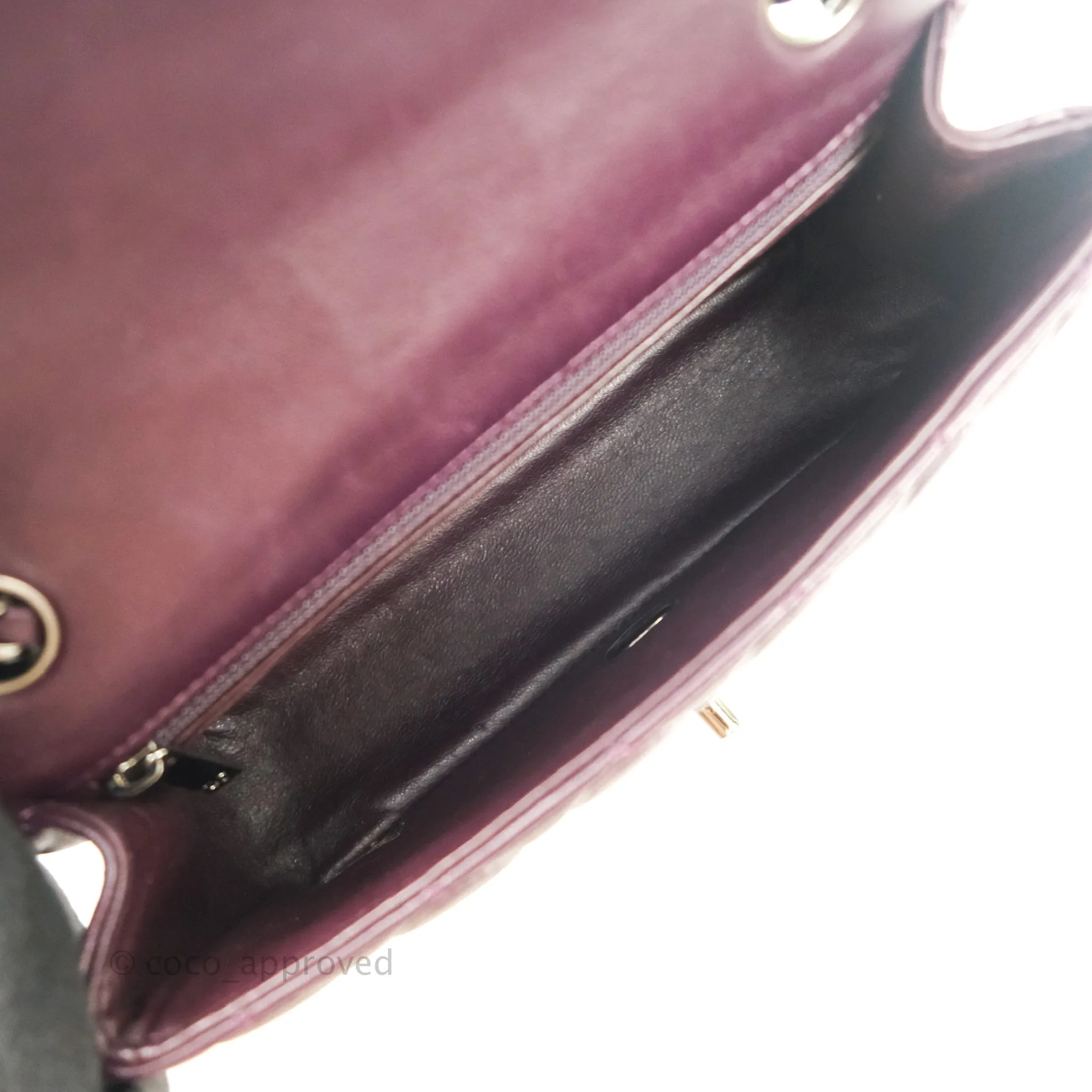 Chanel Quilted Mini Rectangular Purple Lambskin Silver Hardware