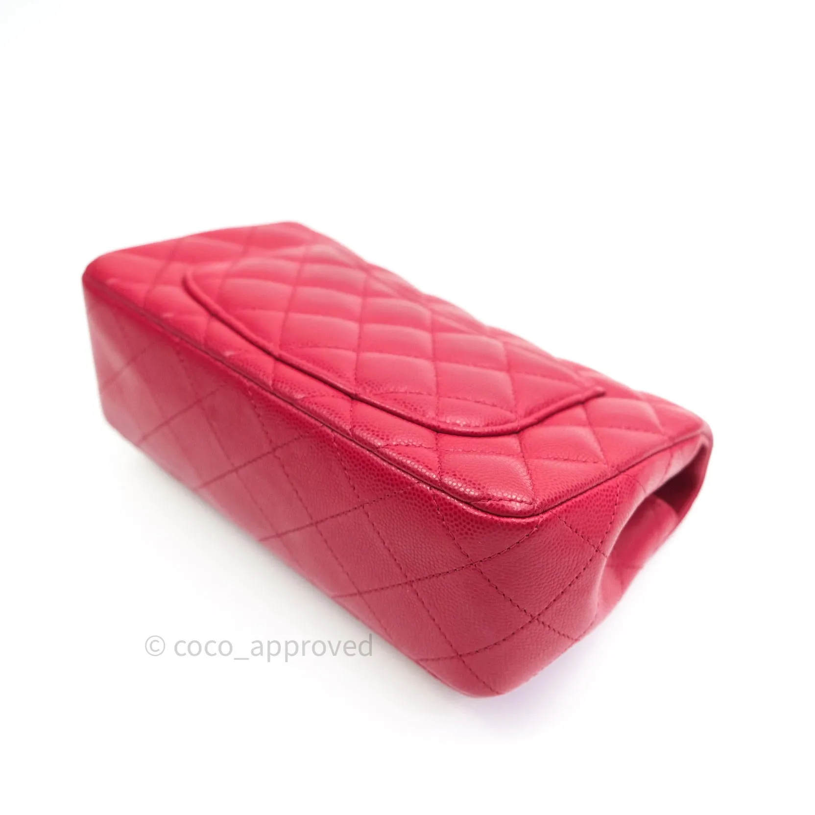 Chanel Quilted Mini Rectangular Red Caviar Silver Hardware 18B