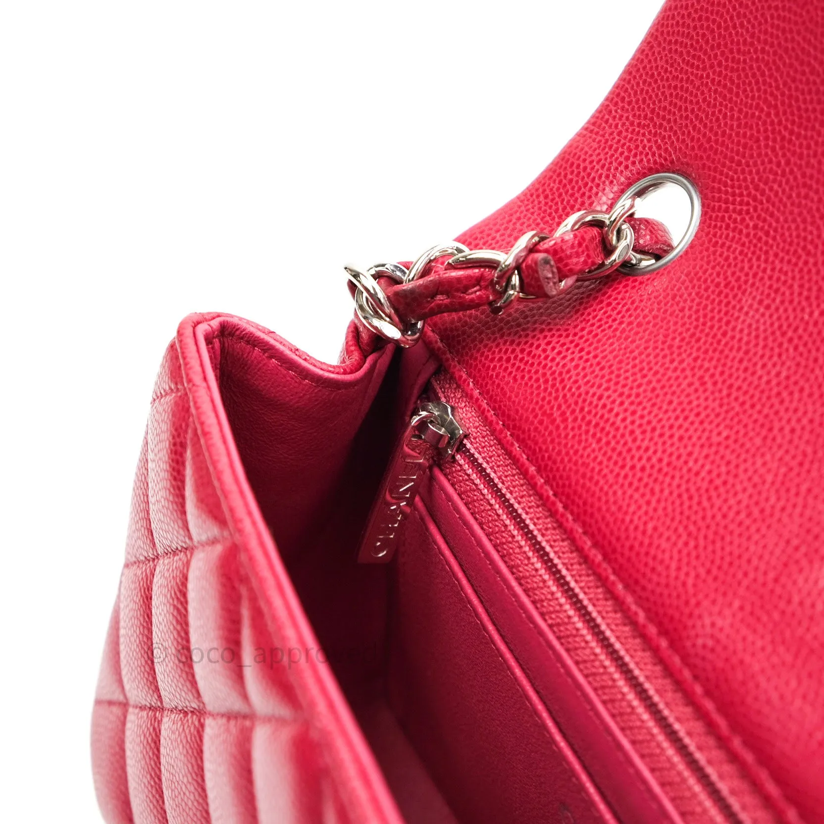 Chanel Quilted Mini Rectangular Red Caviar Silver Hardware 18B