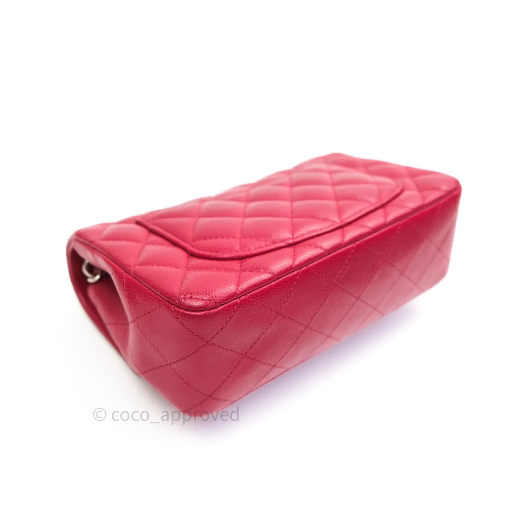 Chanel Quilted Mini Rectangular Red Caviar Silver Hardware 18B