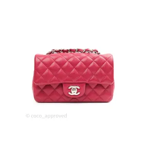 Chanel Quilted Mini Rectangular Red Caviar Silver Hardware 18B