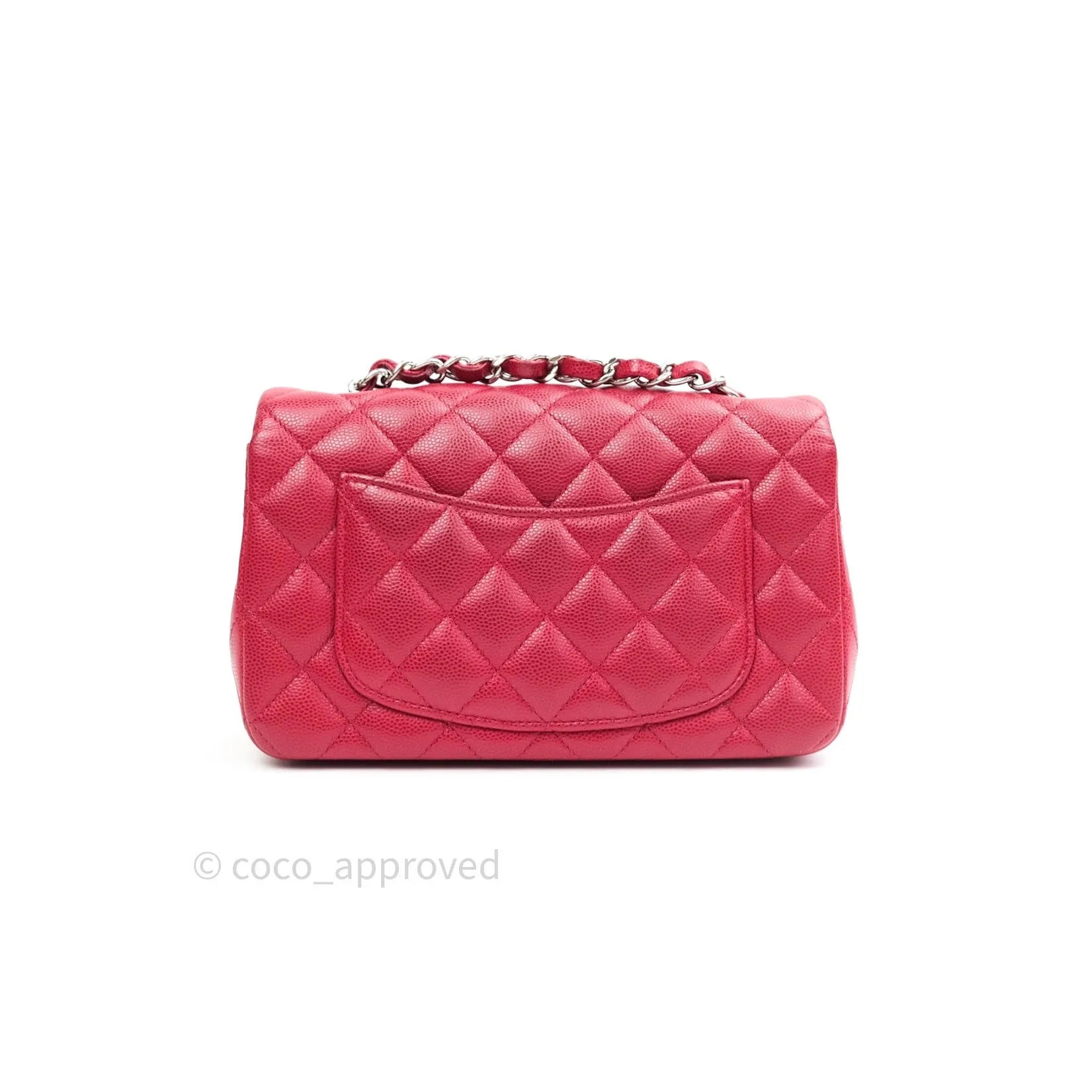 Chanel Quilted Mini Rectangular Red Caviar Silver Hardware 18B