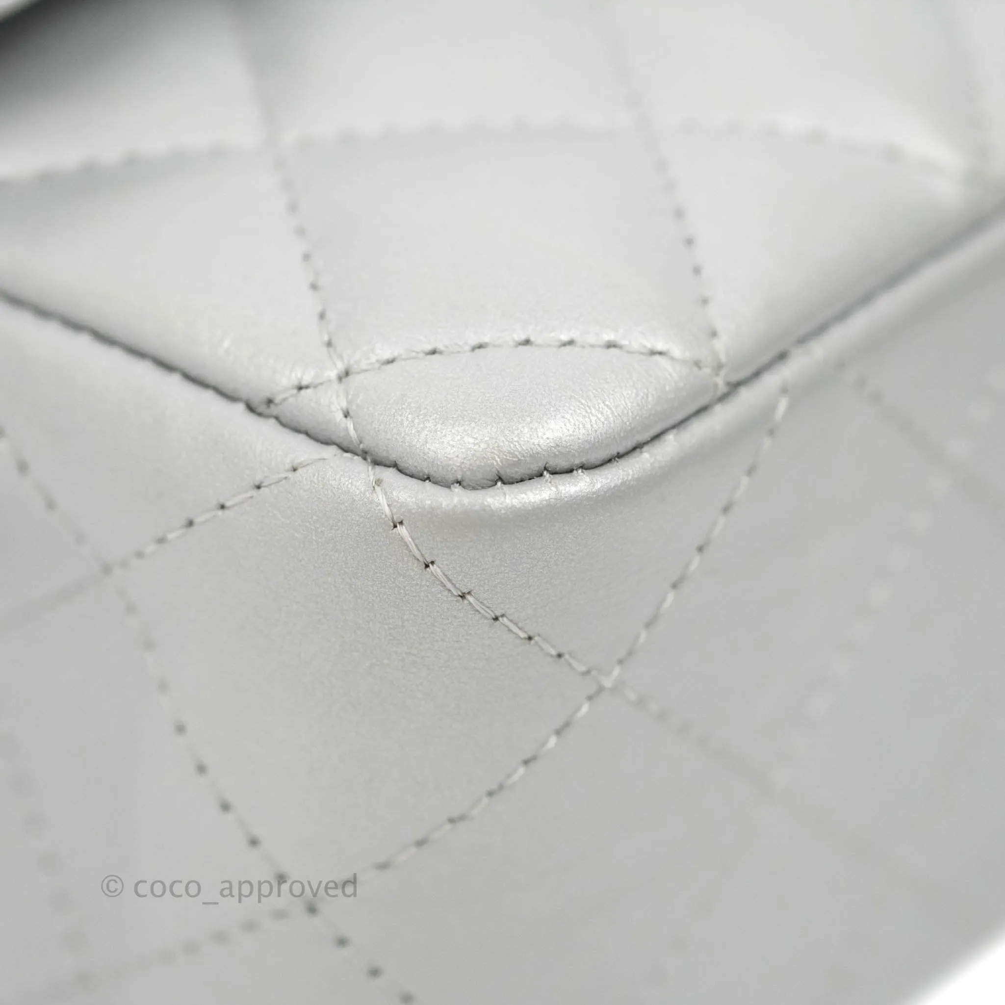 Chanel Quilted Mini Rectangular Silver Crumpled Calfskin Silver Hardware