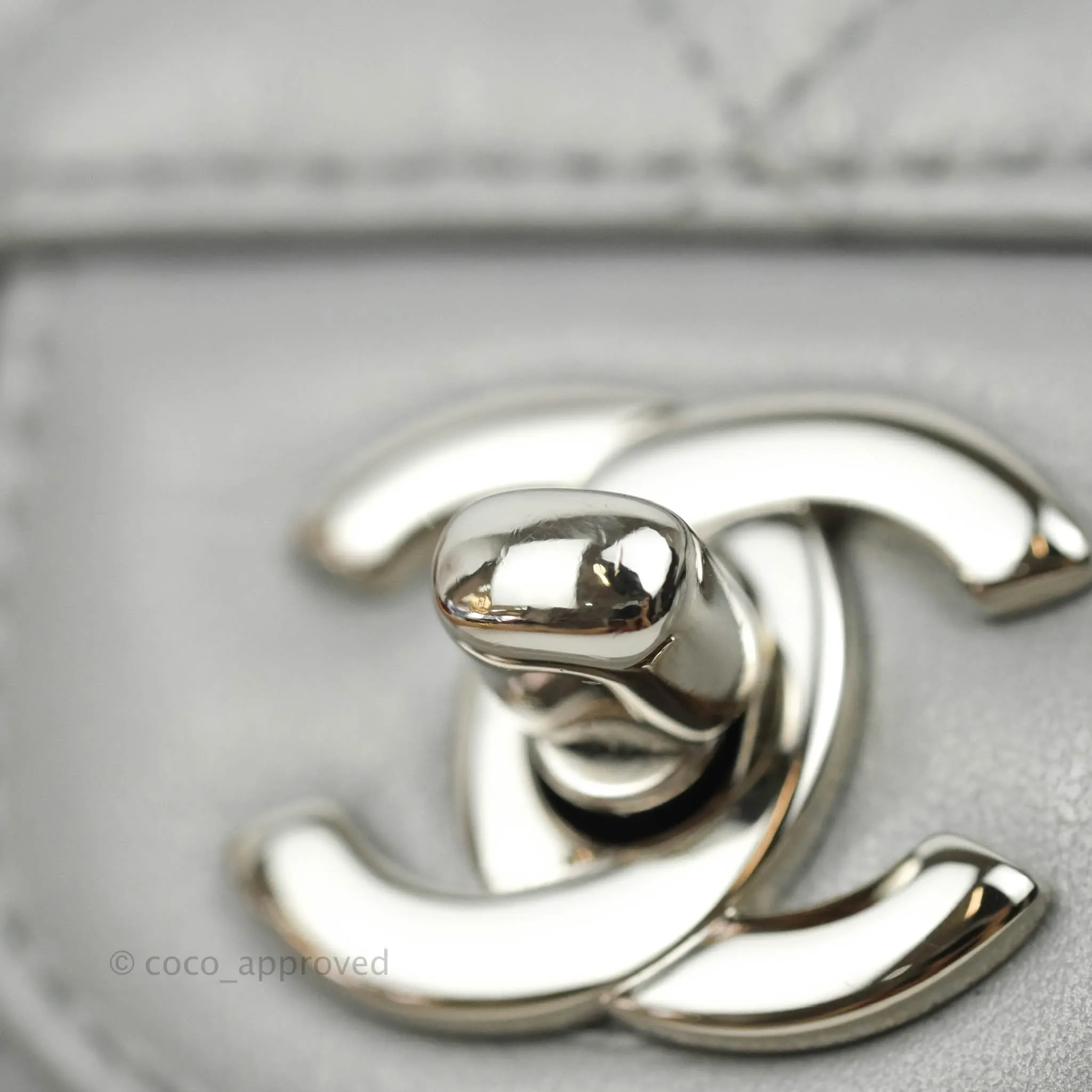Chanel Quilted Mini Rectangular Silver Crumpled Calfskin Silver Hardware