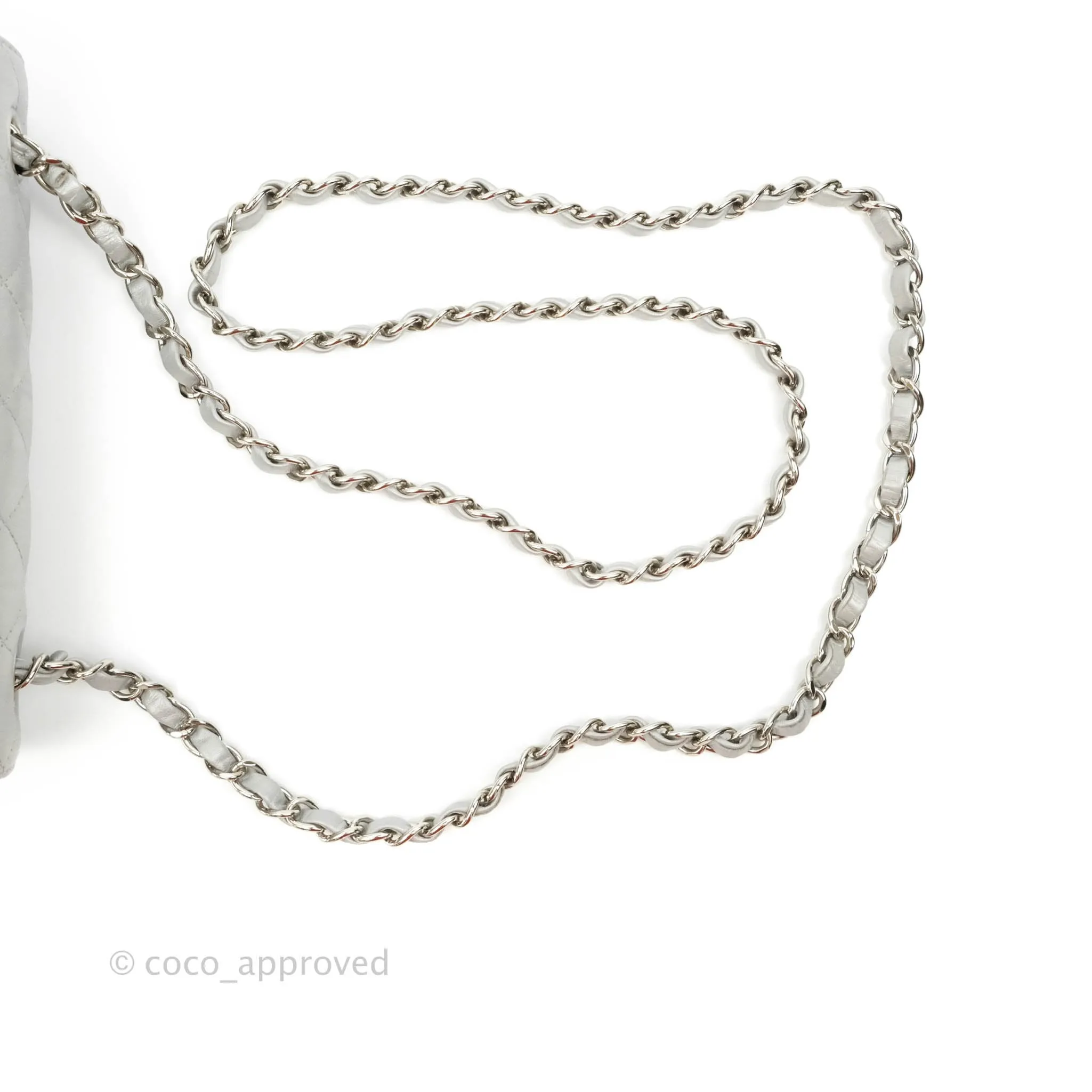 Chanel Quilted Mini Rectangular Silver Crumpled Calfskin Silver Hardware