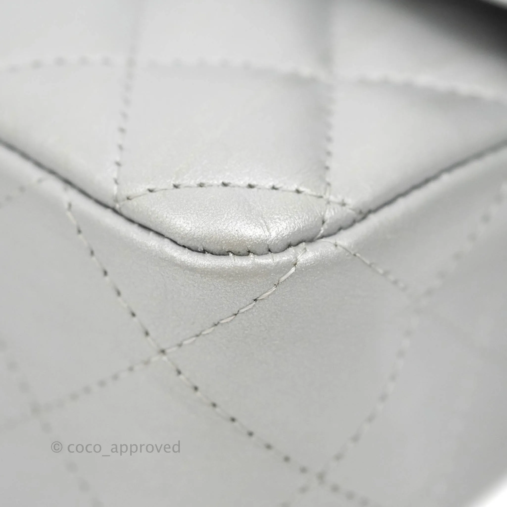 Chanel Quilted Mini Rectangular Silver Crumpled Calfskin Silver Hardware