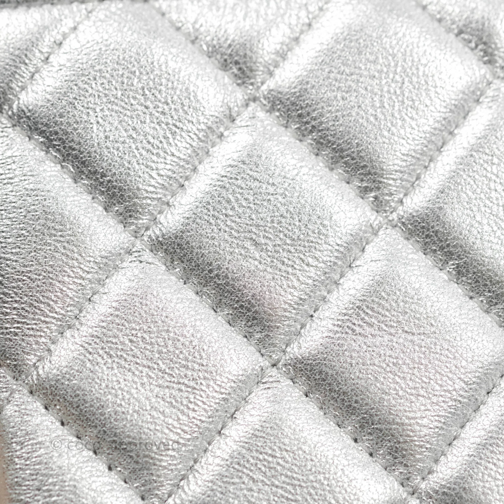 Chanel Quilted Mini Rectangular Silver Lambskin Silver Hardware