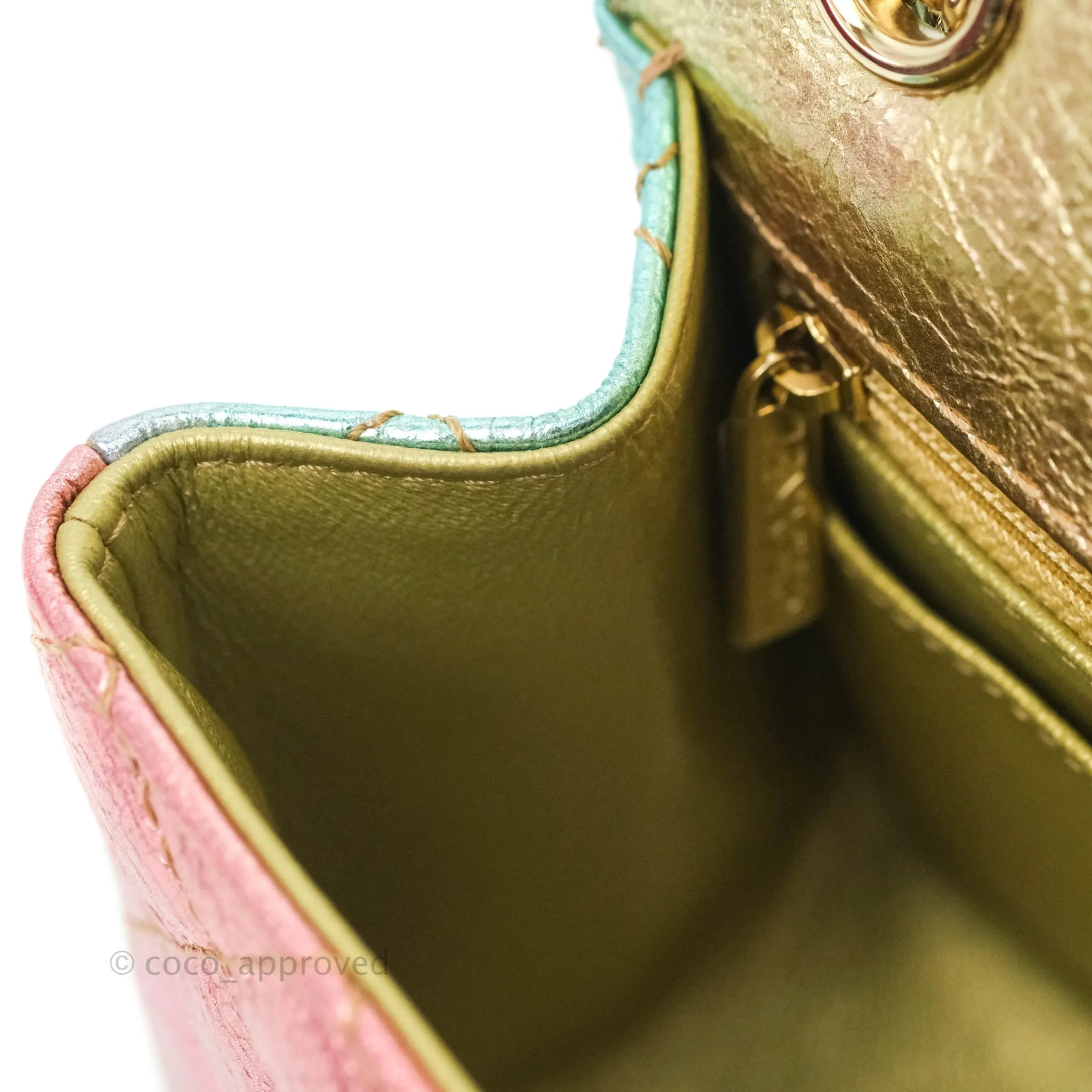 Chanel Quilted Mini Reissue 224 Metallic Rainbow Crumpled Calfskin Gold Hardware