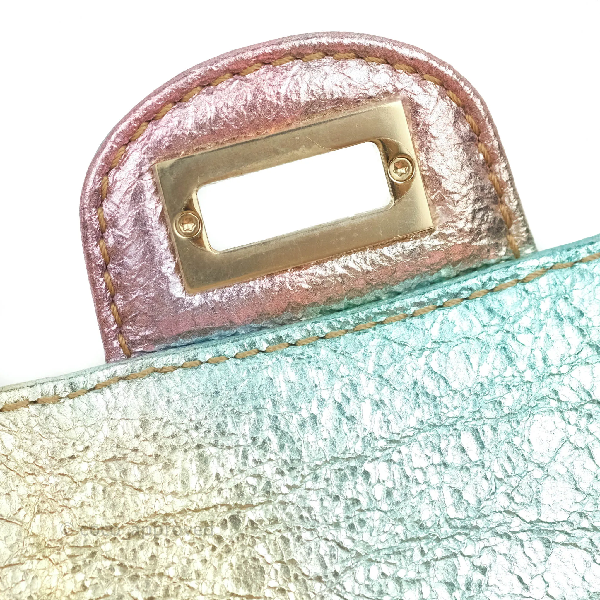 Chanel Quilted Mini Reissue 224 Metallic Rainbow Crumpled Calfskin Gold Hardware