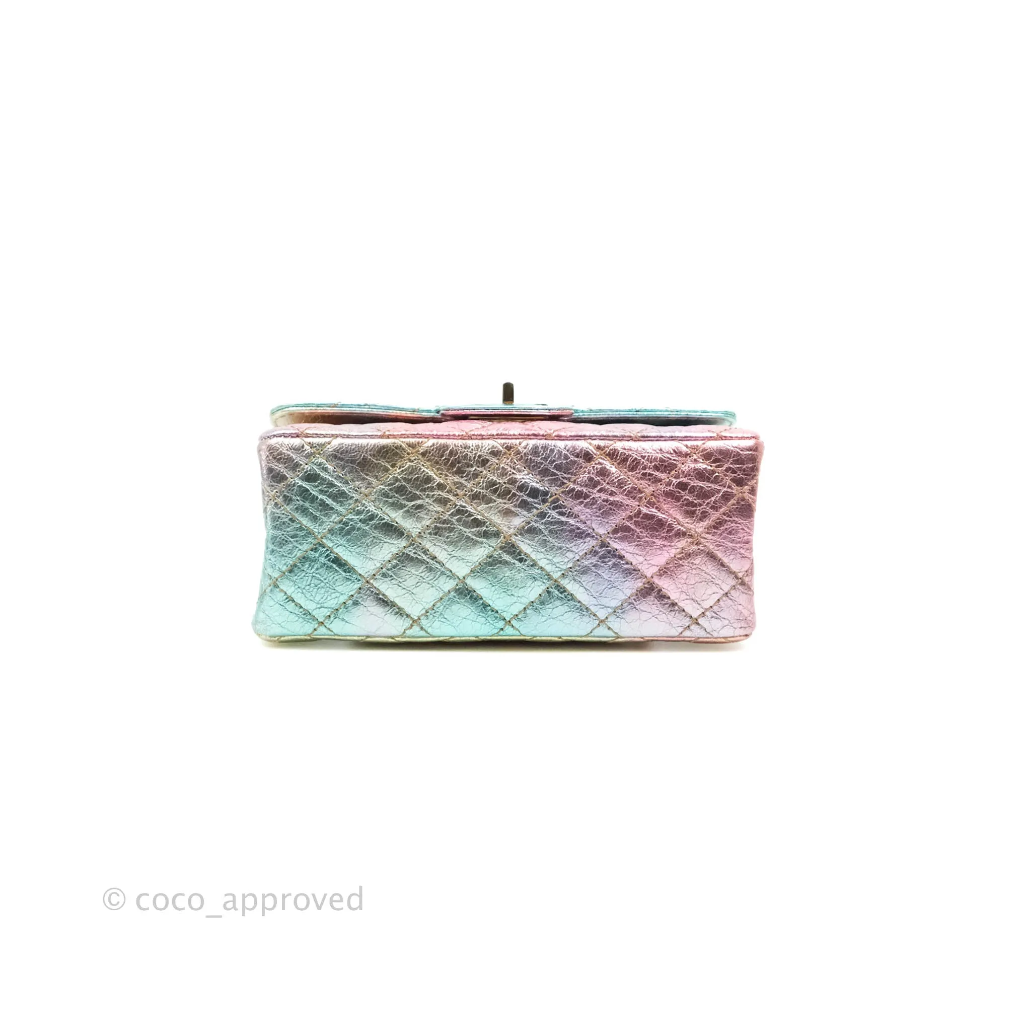 Chanel Quilted Mini Reissue 224 Metallic Rainbow Crumpled Calfskin Gold Hardware