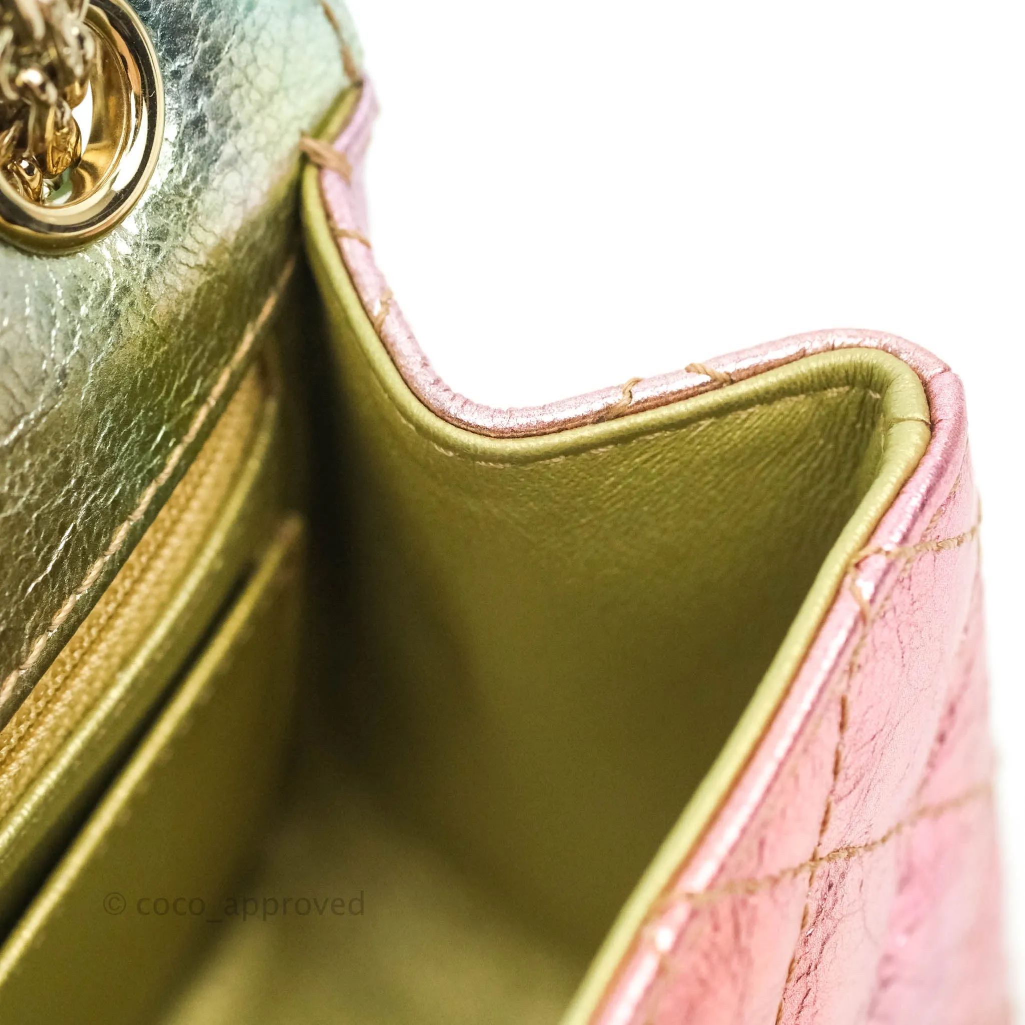 Chanel Quilted Mini Reissue 224 Metallic Rainbow Crumpled Calfskin Gold Hardware